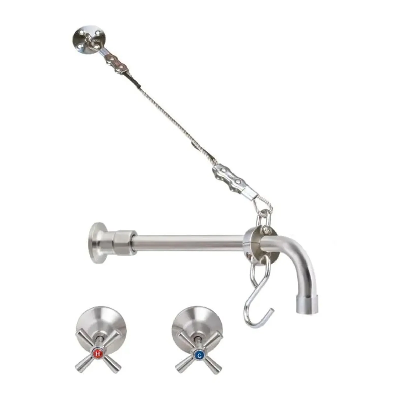 Guardian Tapware T-3MCSKIT-C08 - Cleaners Sink Concealed Wall Mount Spout with Wall Stops and Wall Bracket