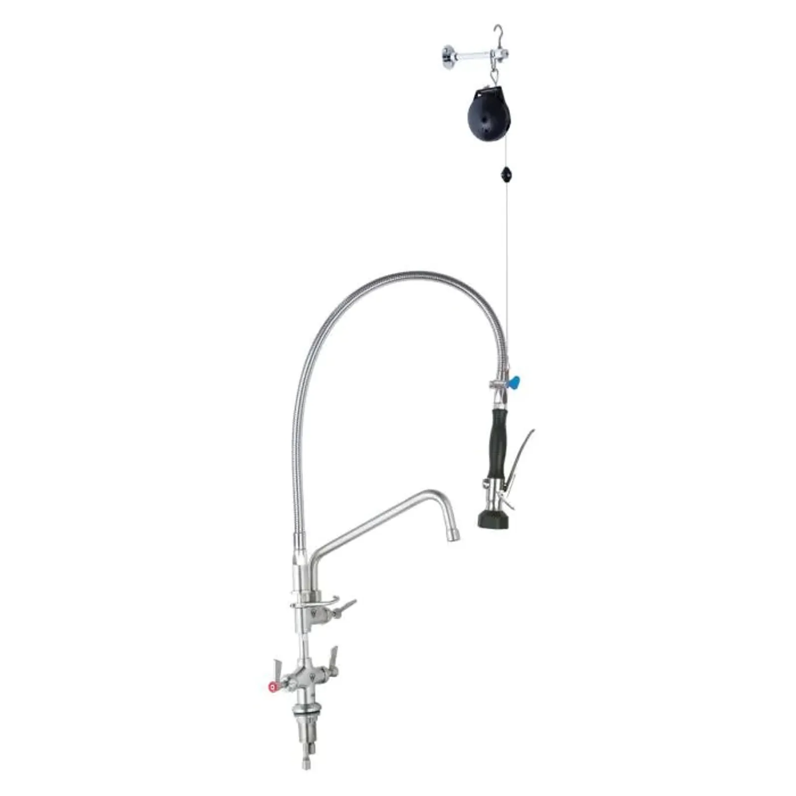 Clean-A-Jet T-3M53512 - Stainless Steel Line Retractor Dual Hob Mounted Pre Rinse Unit With12" Pot Filler