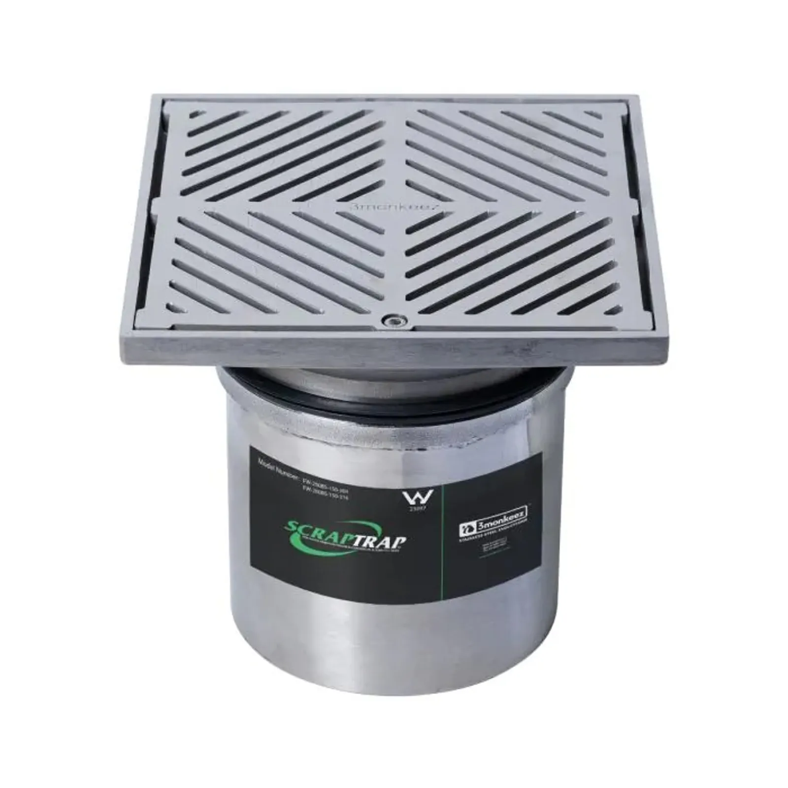 Scraptrap FW-200BS-150-316 - 200mm Square Floor Waste Arrestor (suits 150mm pipe)