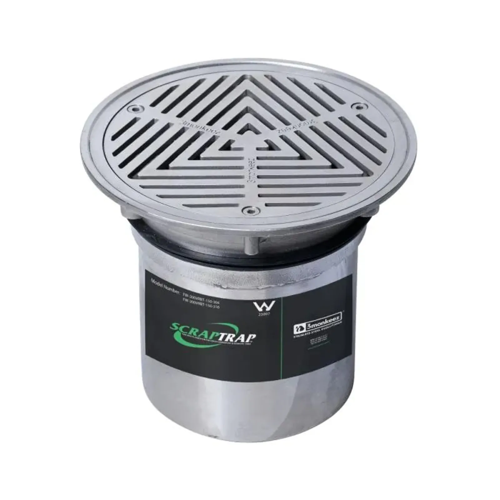 Scraptrap FW-200VRBT-150-316 - 200mm Round Vinyl Floor Waste Arrestor (suits 150mm pipe)