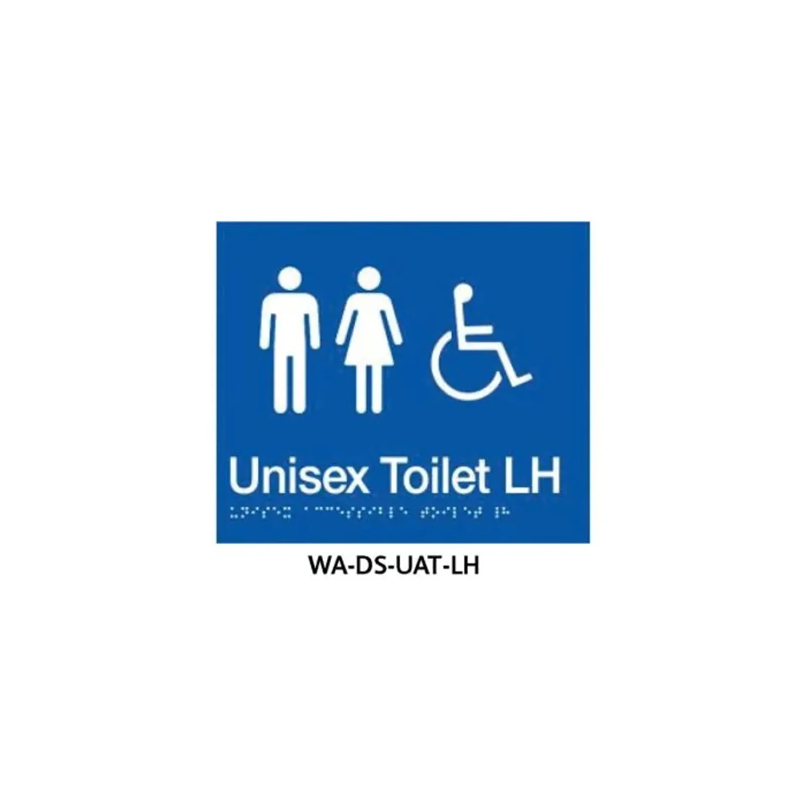 3Monkeez WA-DS-UAT-LH - Braille Sign Unisex Accessible Toilet LHS (Blue)