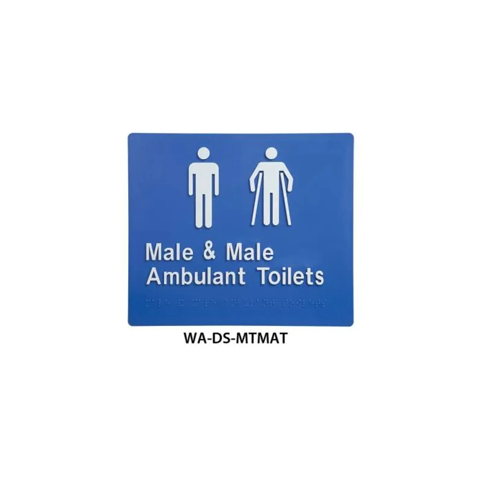3Monkeez WA-DS-MTMAT - Braille Sign Male and Male Ambulant Toilet (Blue)