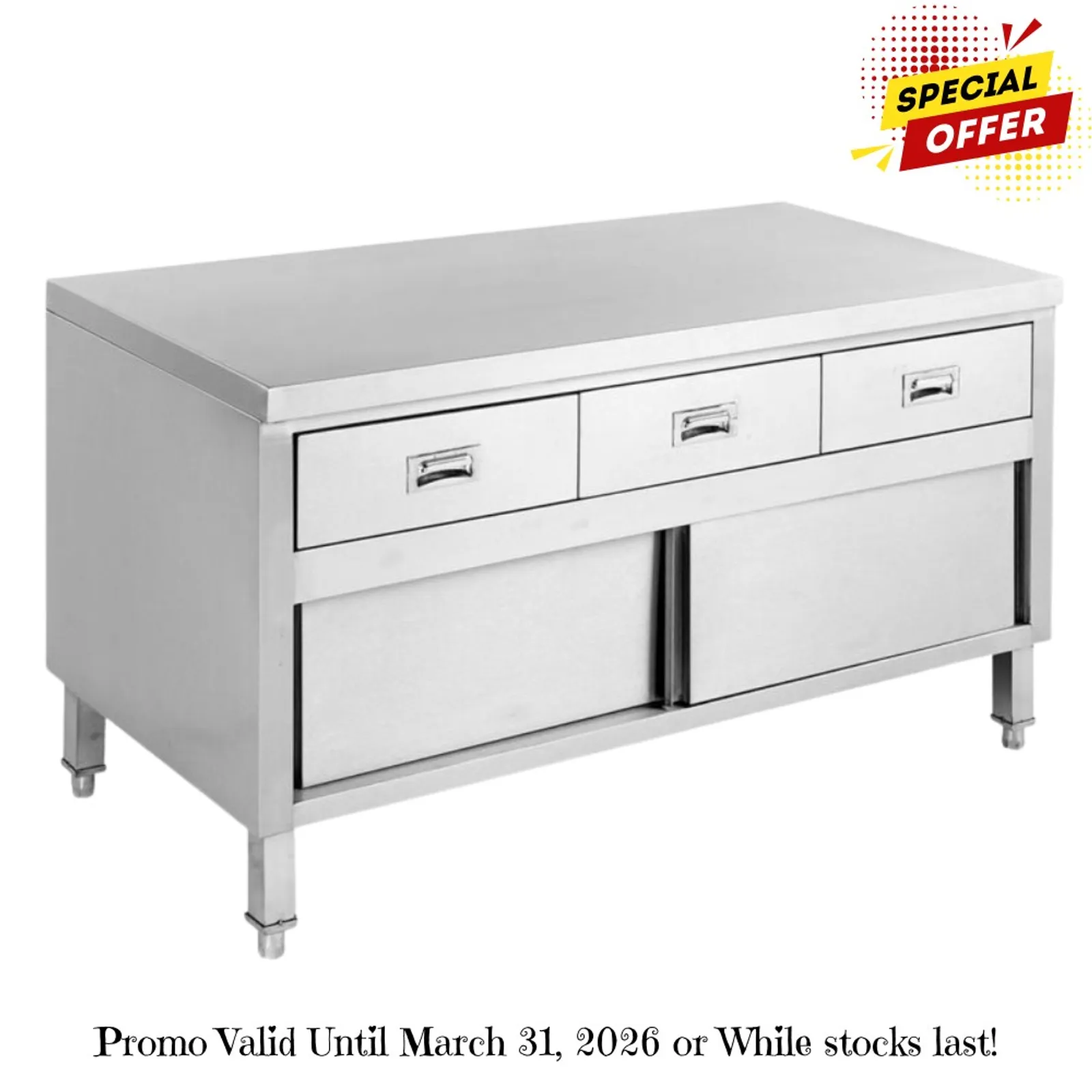 Modular Systems SKTD-1200 - Kitchen Tidy Cabinet Work Bench with Doors & 3 Drawers