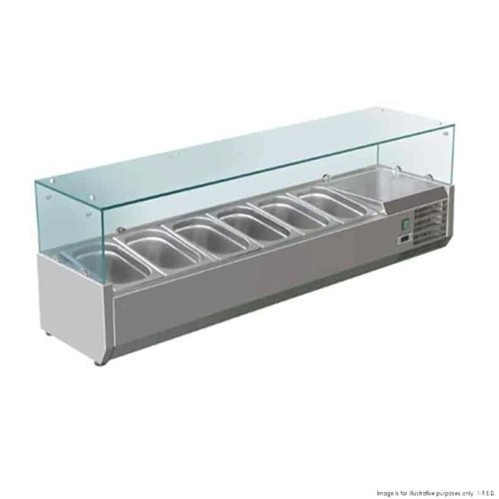 FED-X XVRX1500/380 - Flat Glass Salad Bench 6x1/3GN