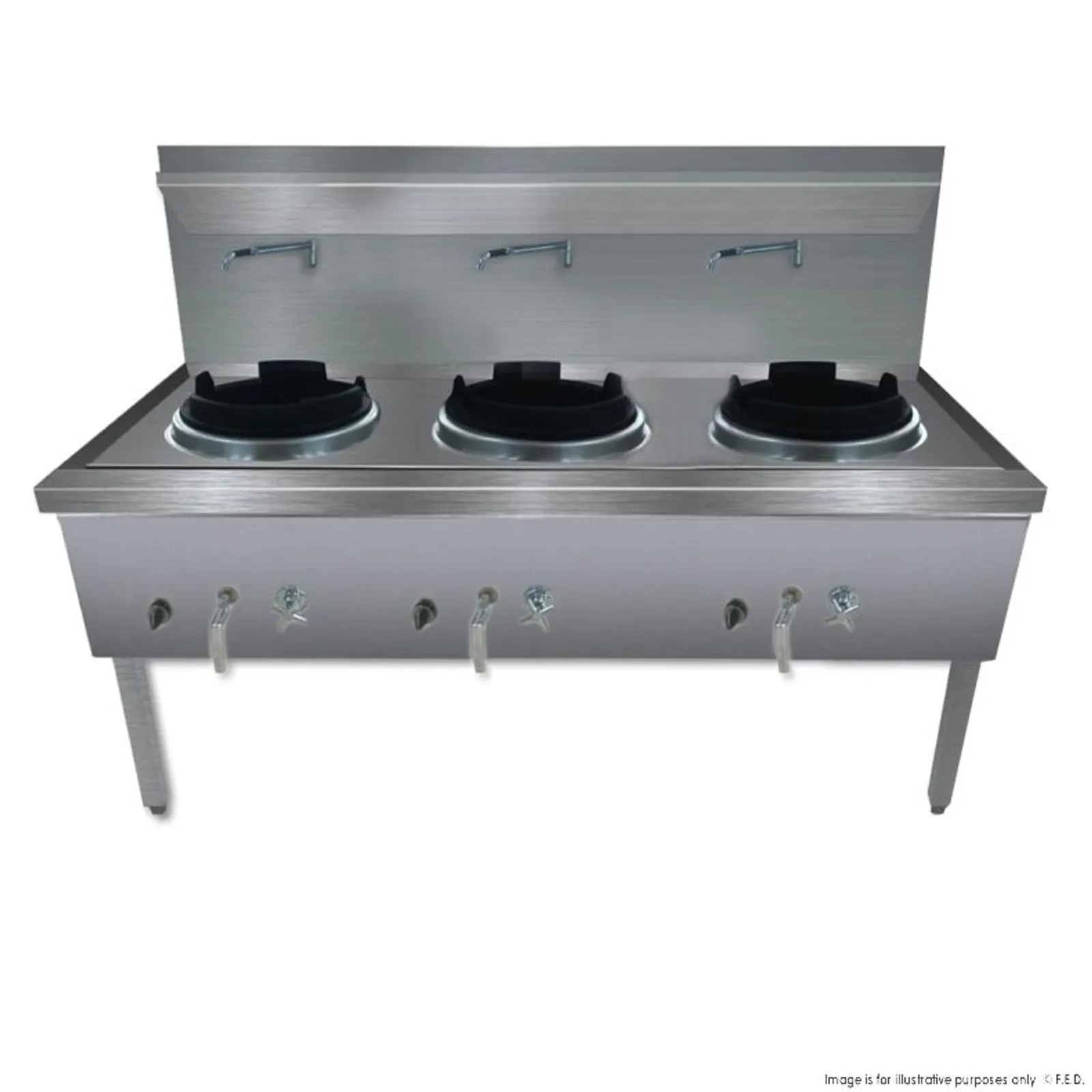 Gasmax WW-3L - Stainless Steel Waterless LPG Gas Triple Wok