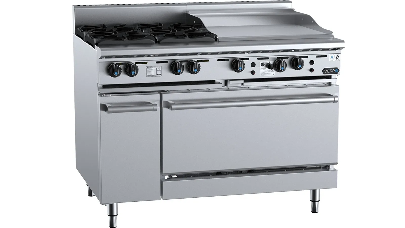 VERRO VOV-SB4-GRP6 - Oven With 4 Open Burners 600mm Grill Plate