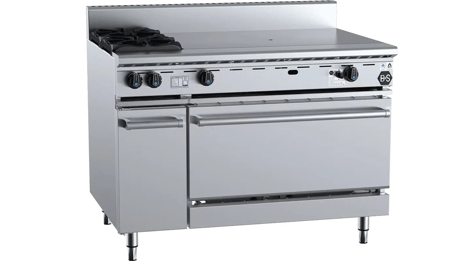 B&S BLACK OV-SB2-TT9 - Combination Oven With 2 Open Burners 900mm Target Top