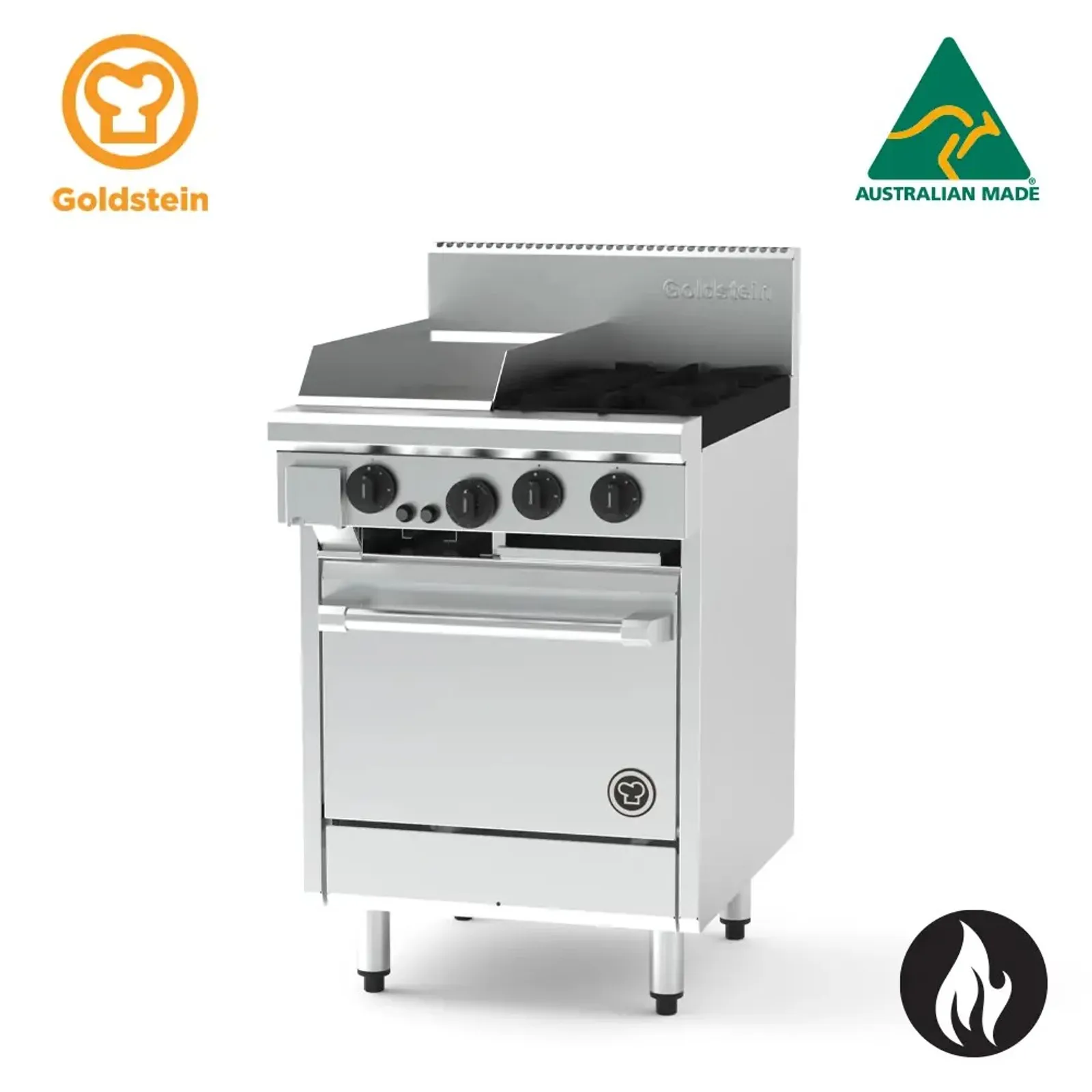 Goldstein PF12G220-X - 2 Burner with Griddle & 500mm Gas Static Oven