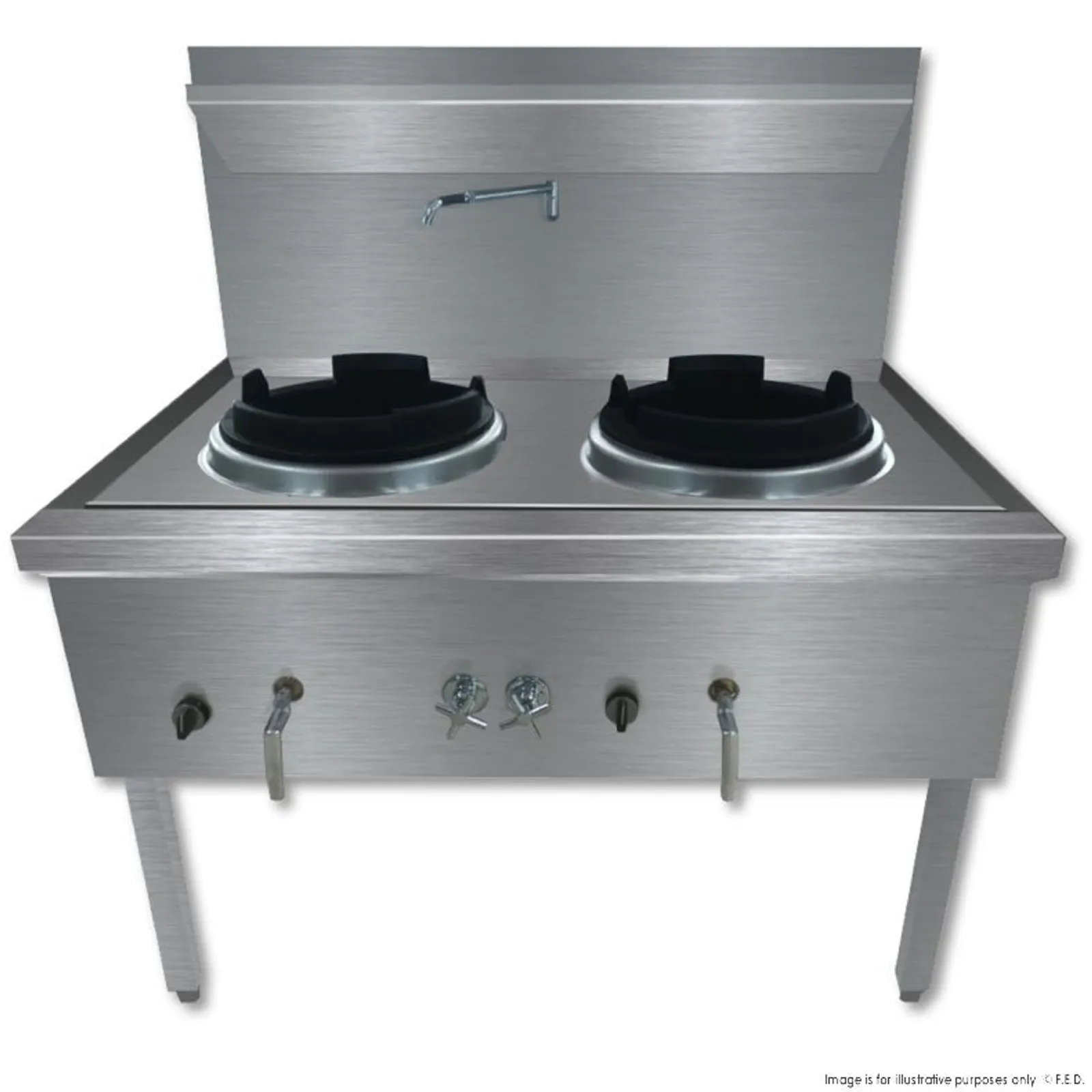 Gasmax WW-2NC - Stainless Steel Waterless Nature Gas Double Wok Chimney Burner