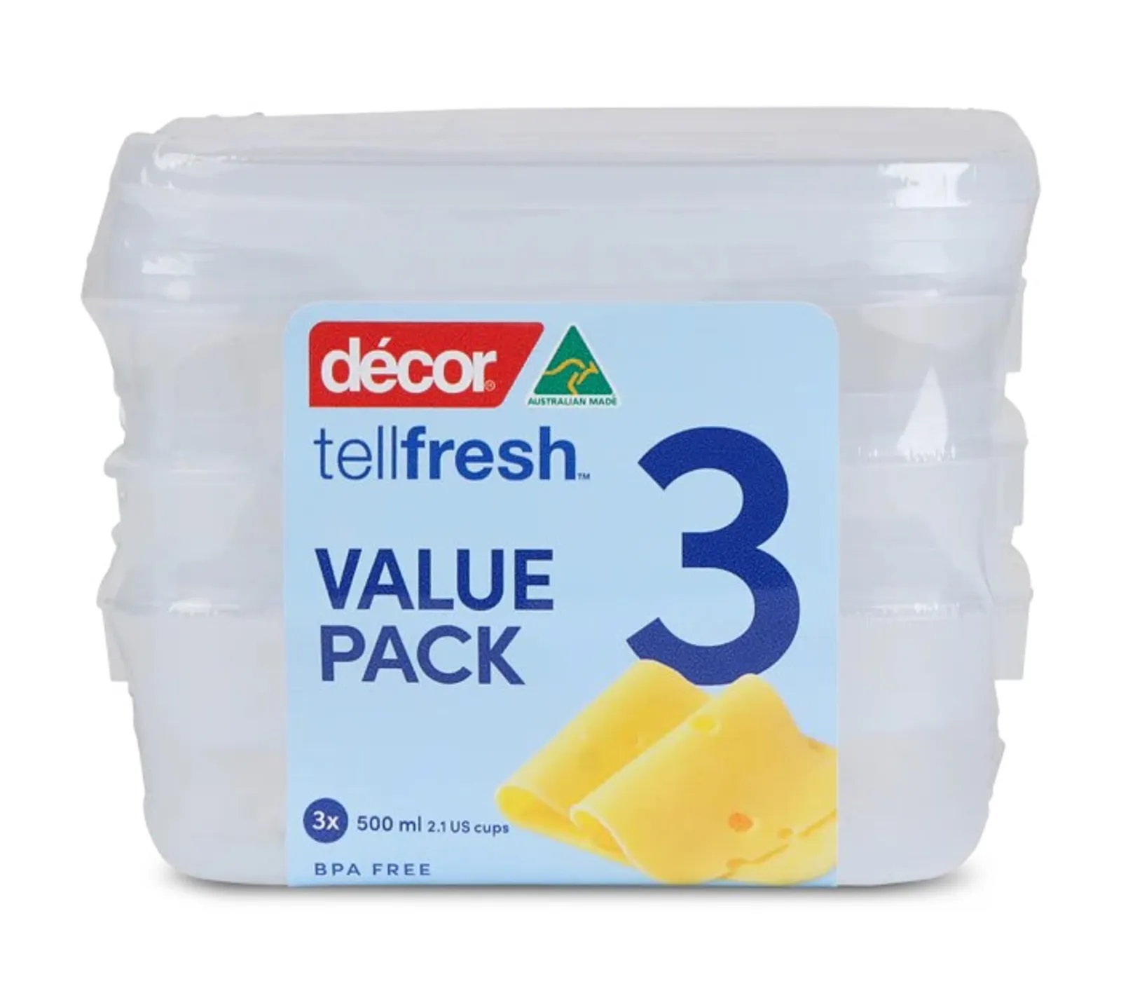 Decor Tellfresh 001565 - Food Container, Square, 500ml, Set