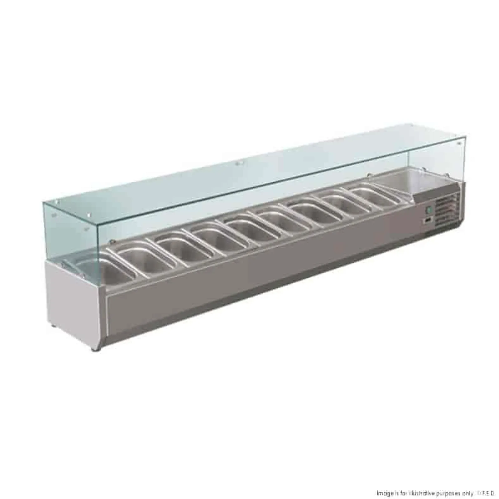 FED-X XVRX2000/380 - Flat Glass Salad Bench 9 x 1/3GN