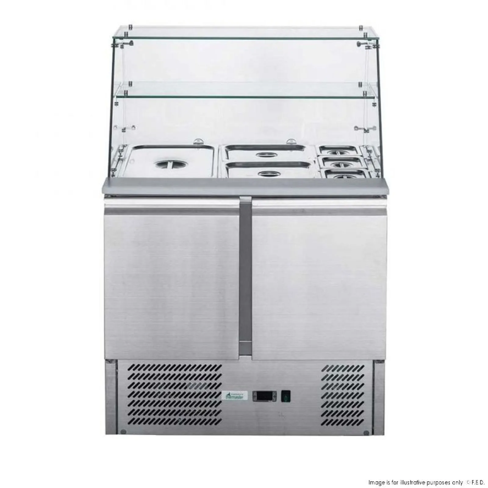 FED-X XS900GC - Two Door Salad Prep Fridge with Glass Top