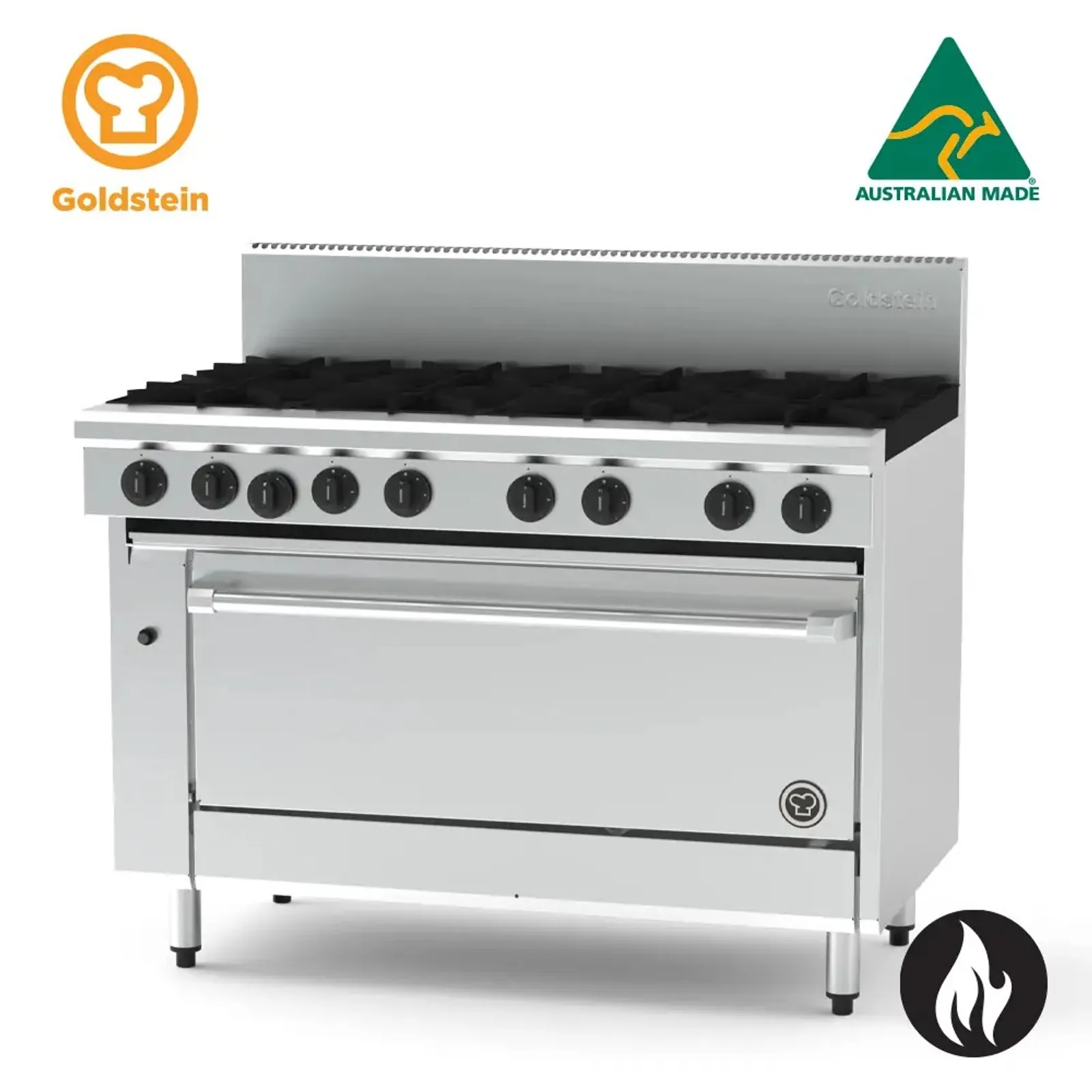 Goldstein PF12Q640-X - 6 Burners with 305mm BBQ & 1005mm Gas Static Oven