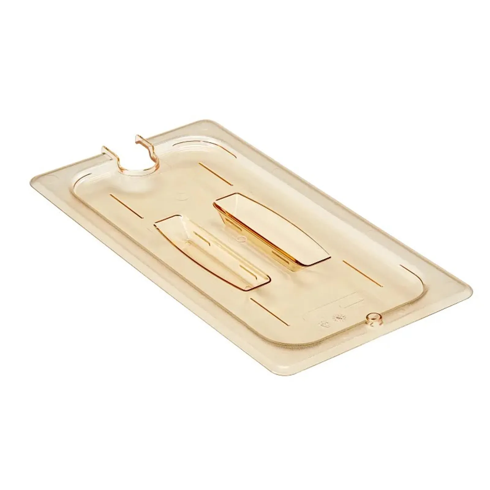 Cambro 30HPCHN150 - H-Pan High Heat Cover w/ Handle & Notch - GN 1/3 - Amber