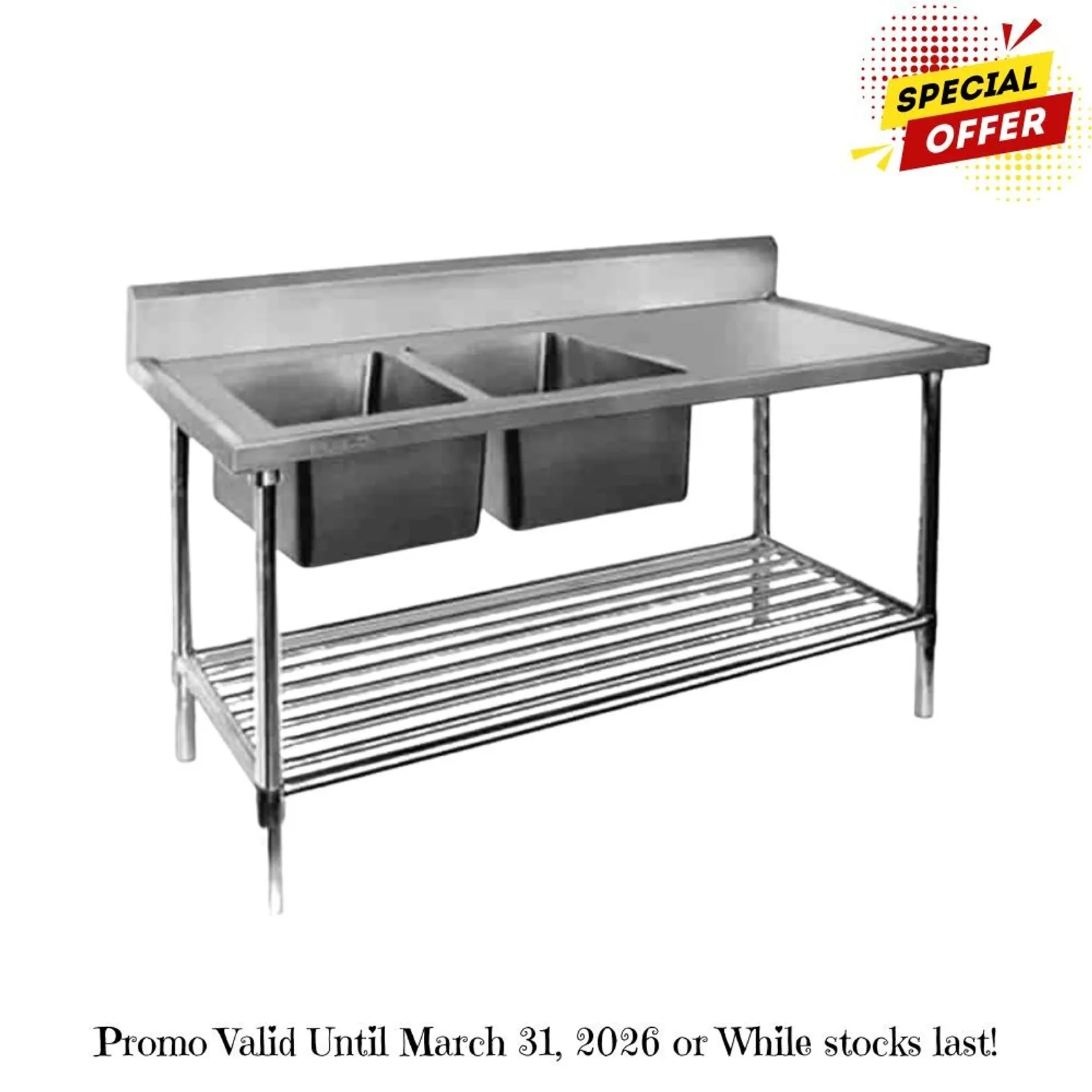 Modular Systems DSB7-2400L/A - Double Left Sink Bench with Pot Undershelf