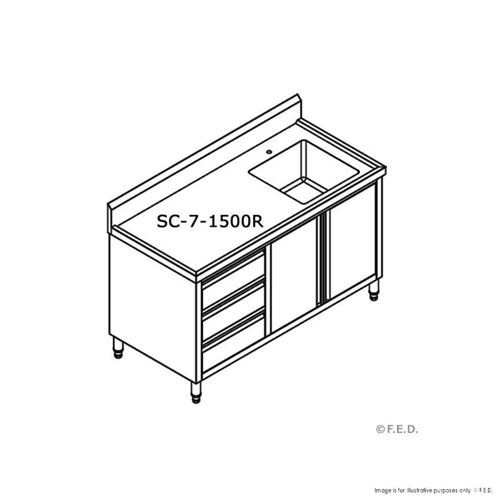 Modular Systems SC-7-1500R-H - CABINET WITH RIGHT SINK