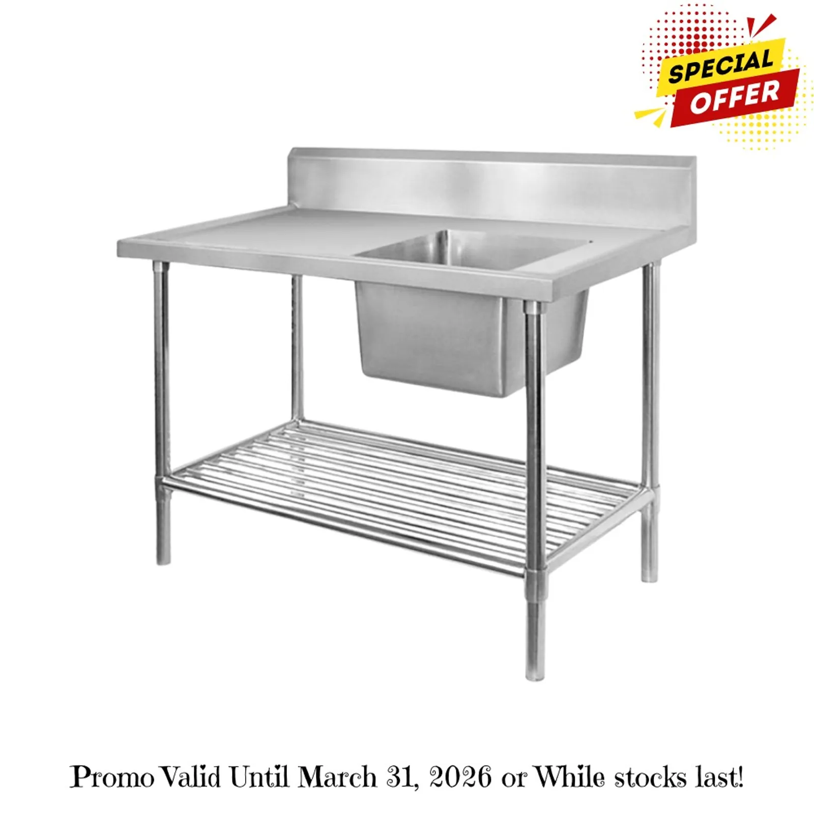 Modular Systems SSB6-2400R/A - Single Right Sink Bench with Pot Undershelf