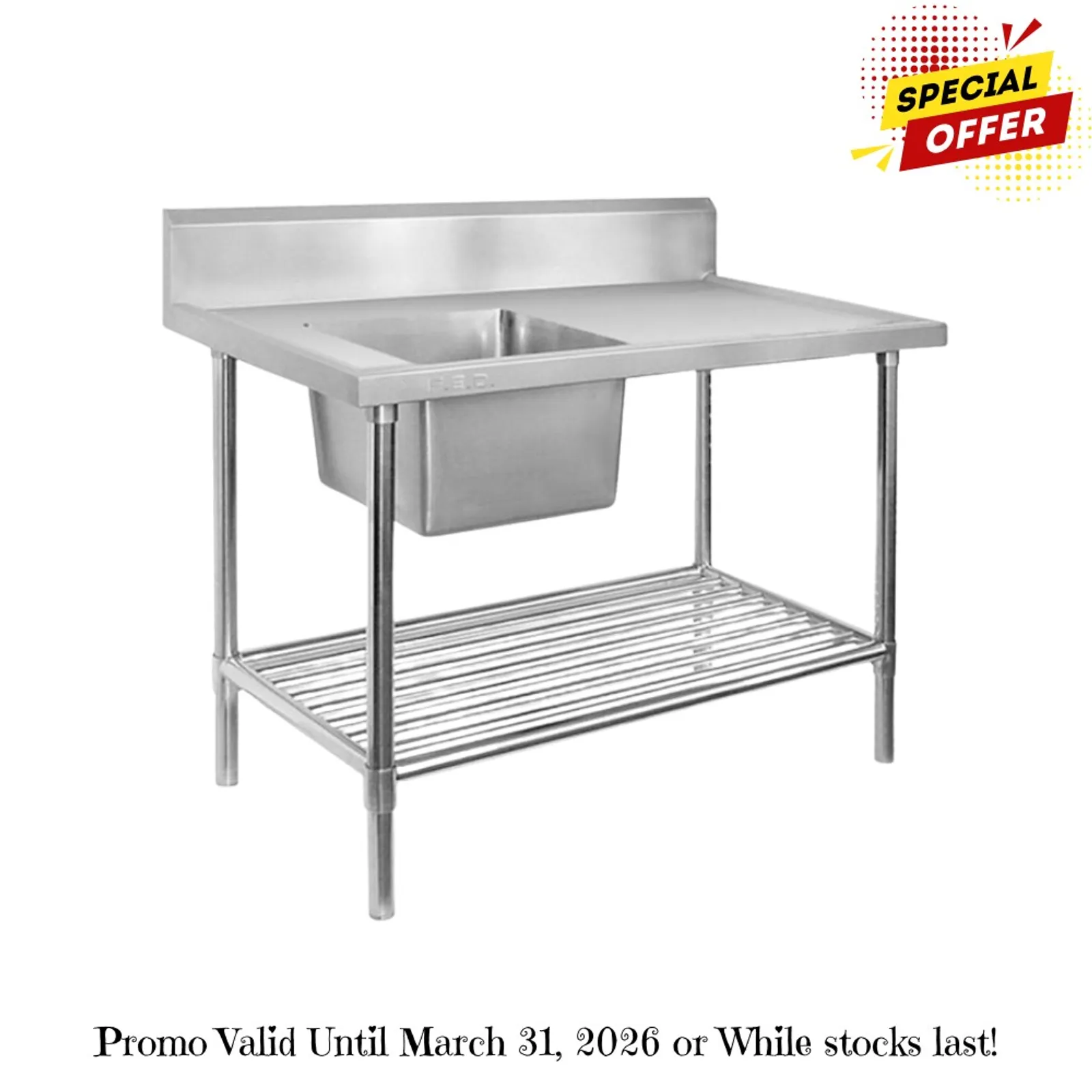 Modular Systems SSB7-1200L/A - Single Left Sink Bench with Pot Undershelf
