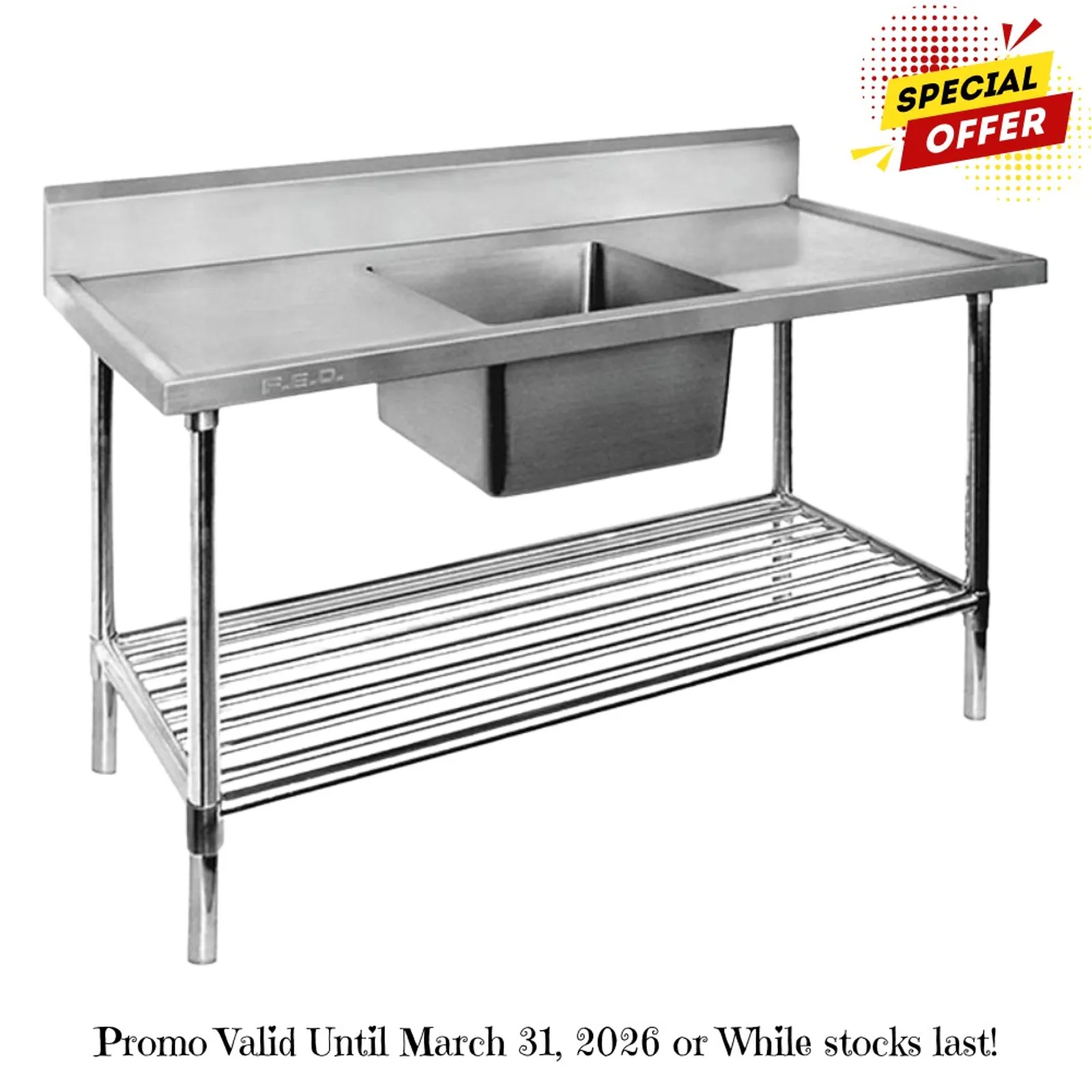 Modular Systems SSB7-1500C/A - Single Centre Sink Bench & Pot Undershelf