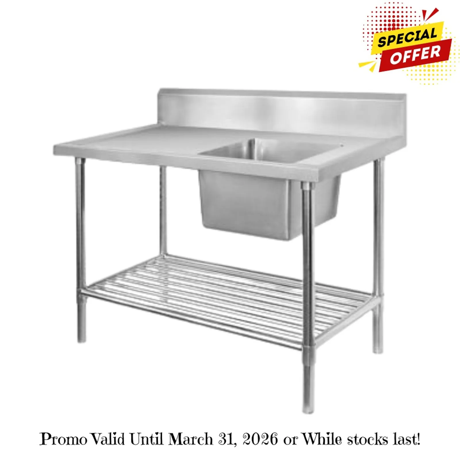 Modular Systems SSB7-1500R/A - Single Right Sink Bench with Pot Undershelf
