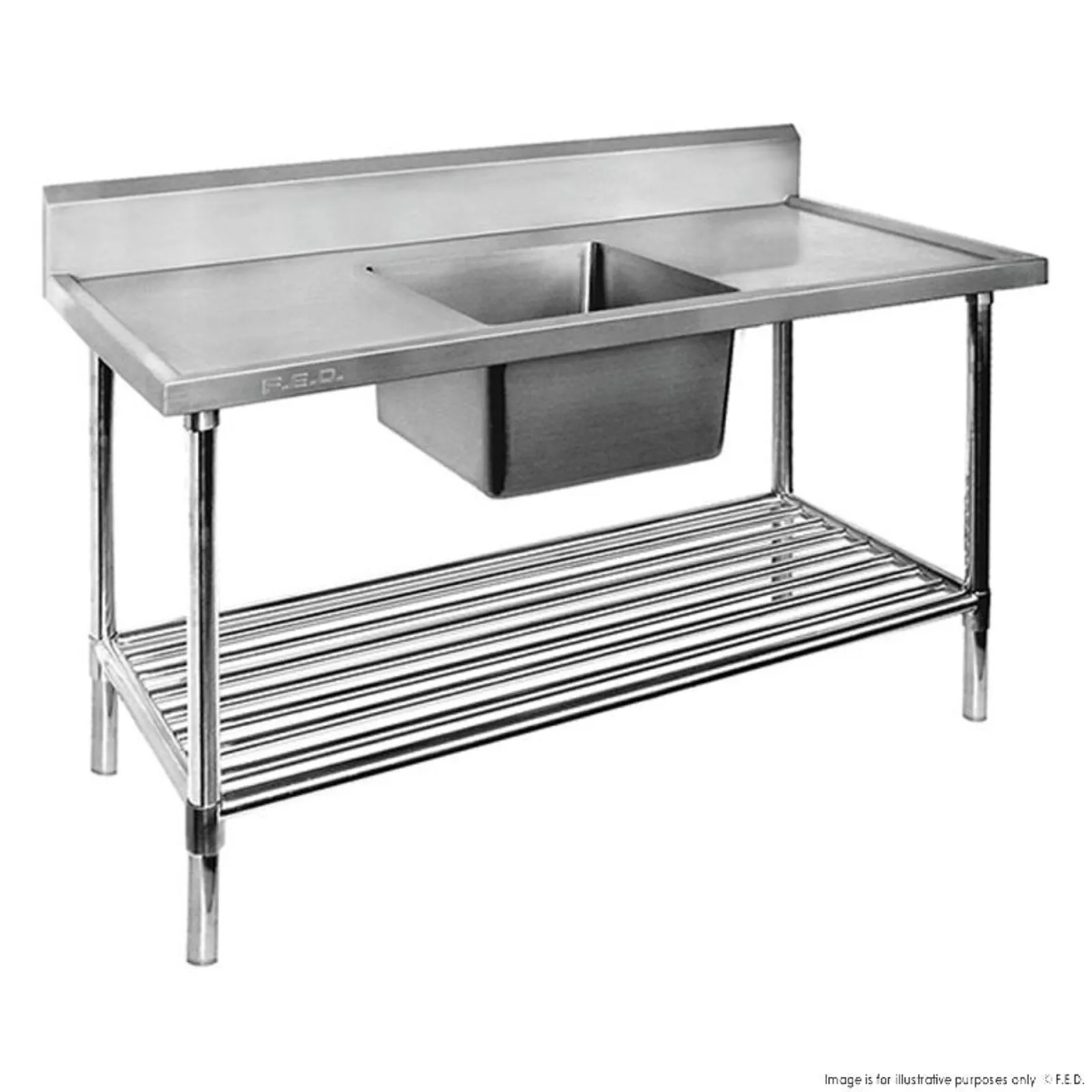 Modular Systems SSB7-1800C/A - Single Centre Sink Bench with Pot Undershelf