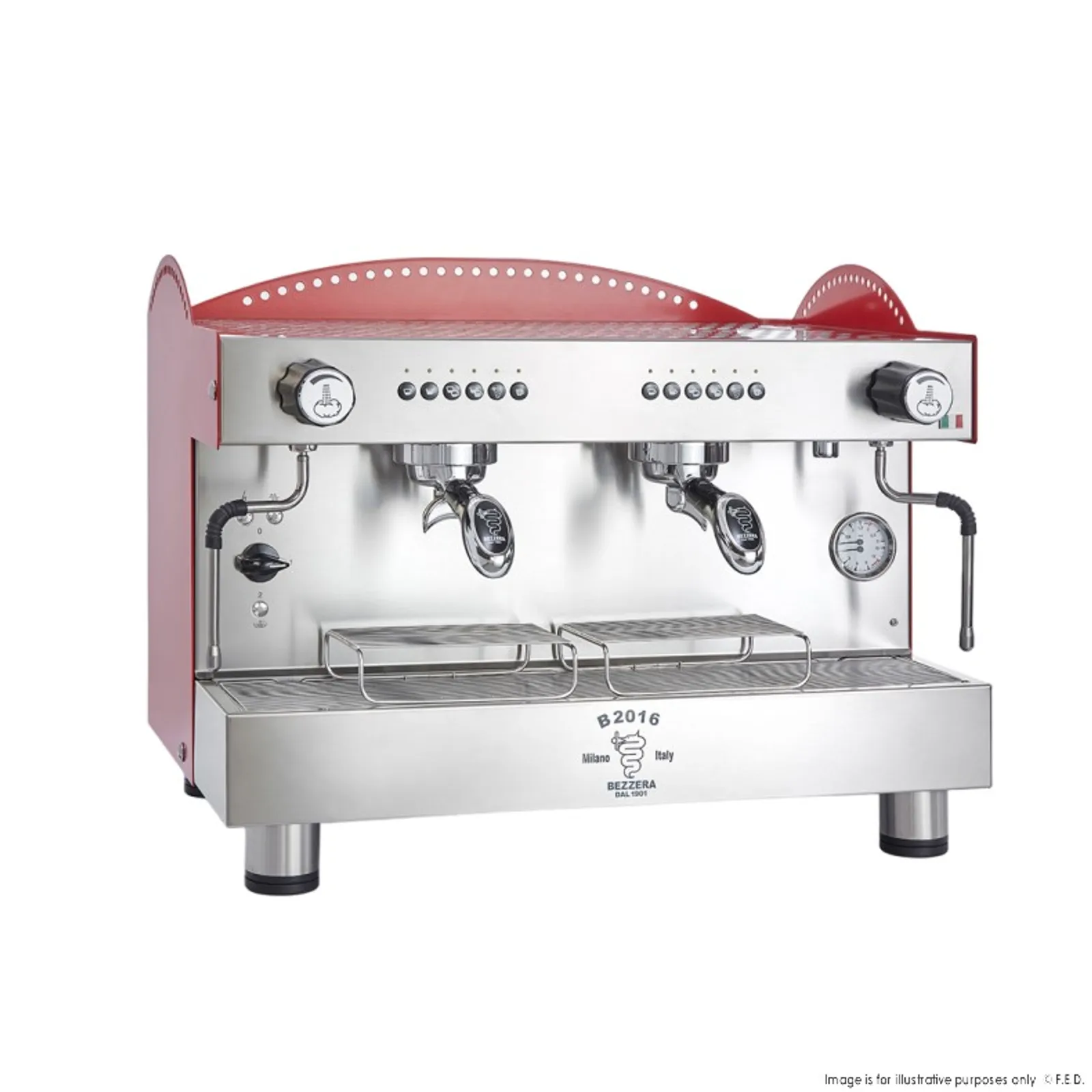 Bezzera BZB2016R2DE - 3L Red 2-Group Professional Espresso Machine