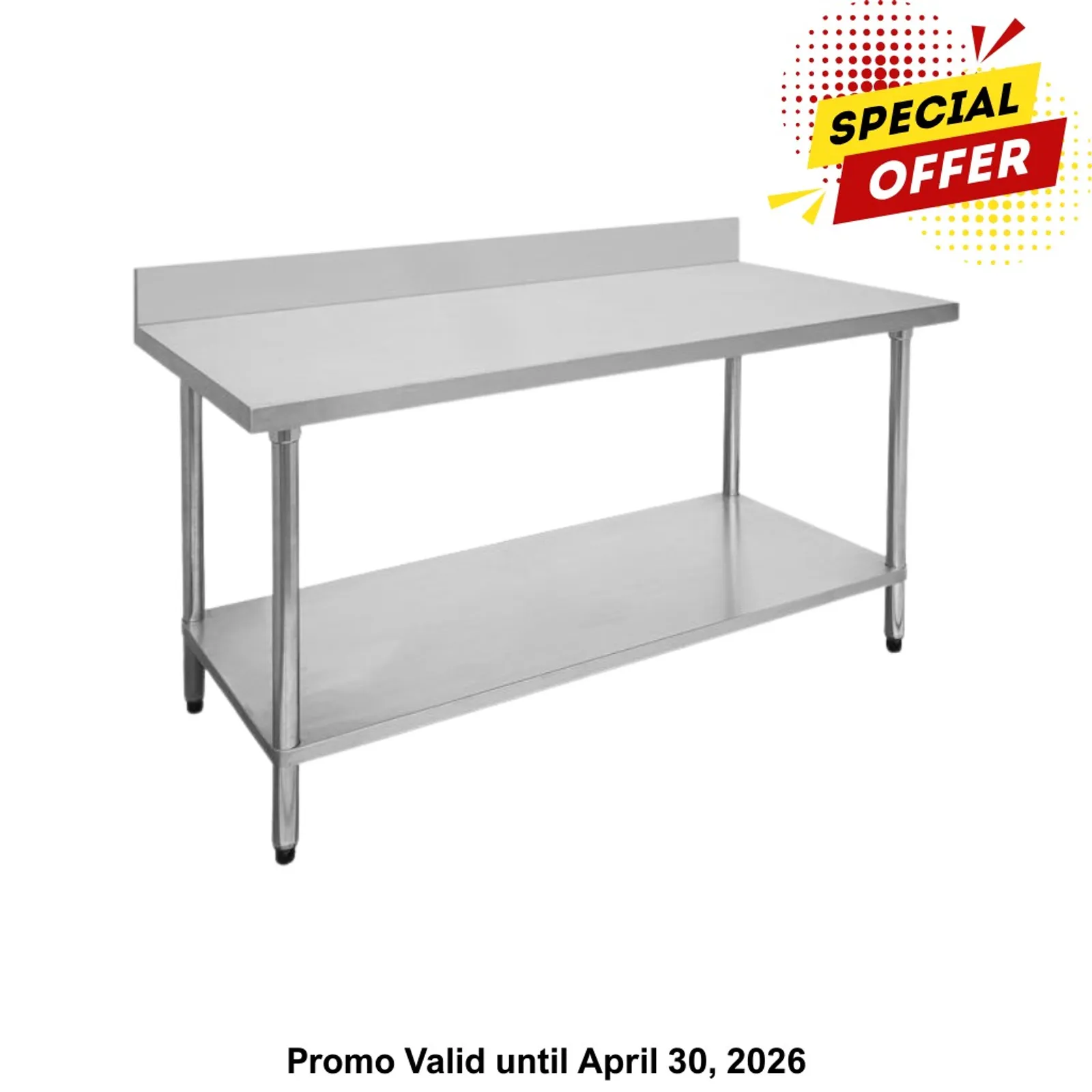 Modular Systems 0900-7-WBB - Economic 304 Grade Stainless Steel Table with splashback 900x700x900