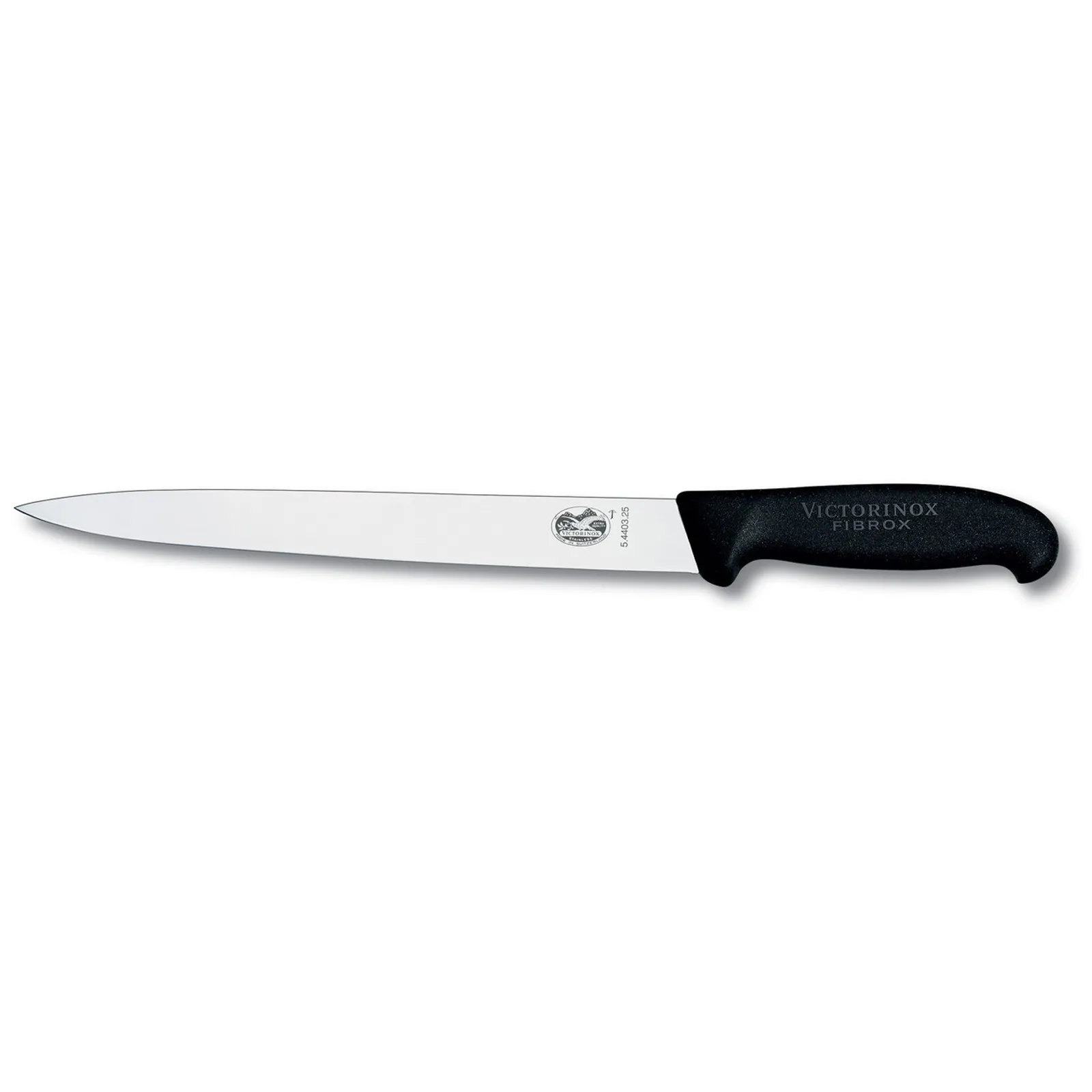 Victorinox 5.4403.25 - Slicing Knife, 25cm Pointed Tip Plain Edge, Fibrox - Black