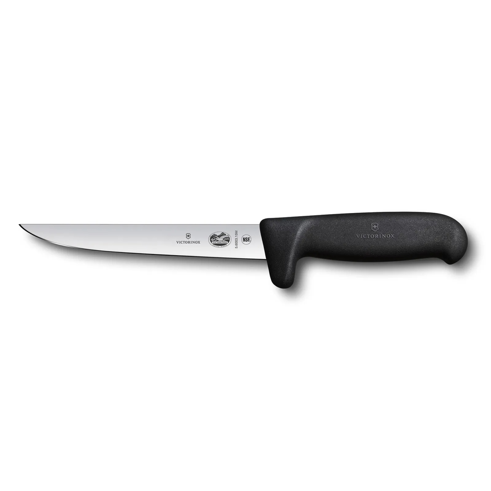 Victorinox 5.6003.15M - Boning Knife, 15cm, Safety Grip, Wide Blade, Fibrox - Black
