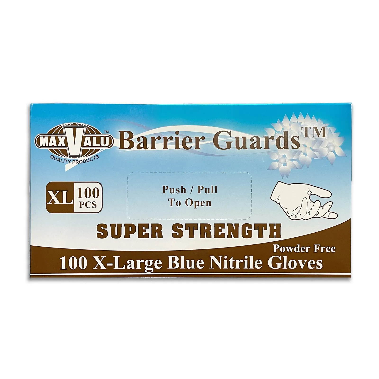 MaxValu GLOSXL - Super Strength Blue Nitrile Gloves - Extra Large, Box of 100