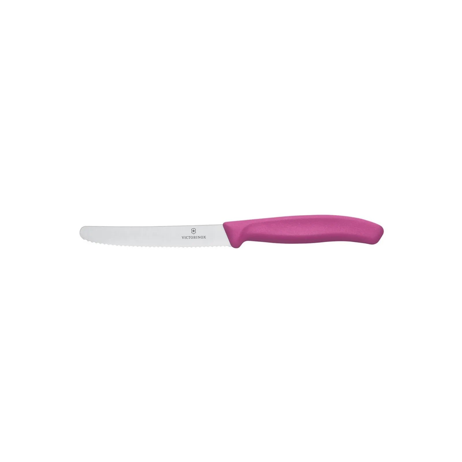 Victorinox 6.7836.L115 - Steak & Tomato Knife, 11cm Round Tip, Wavy Edge, Pink