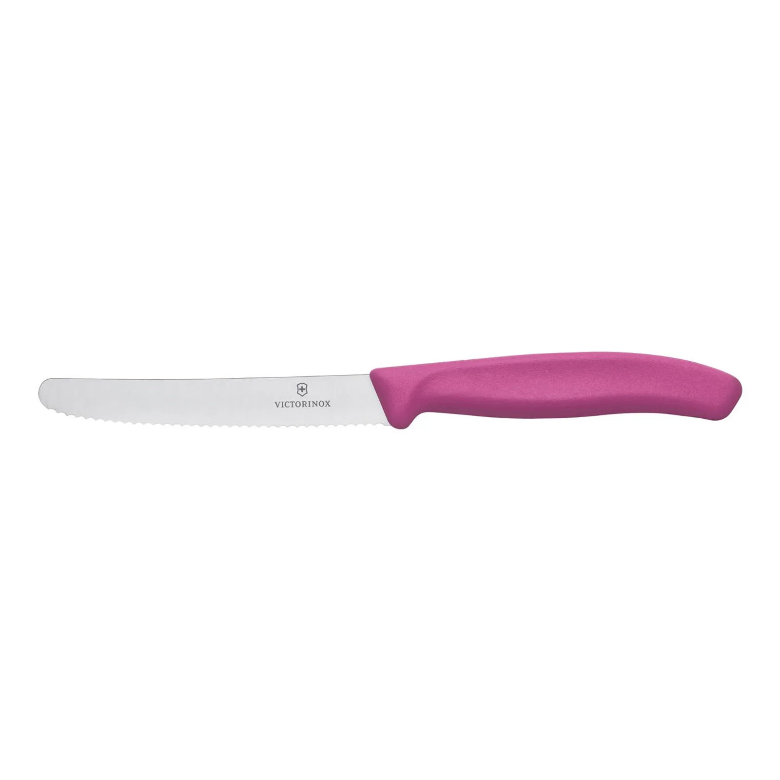 Victorinox 6.7836.L115B - Steak & Tomato Knife, 11cm Round Tip, Wavy Edge, 2 pc Set Pink