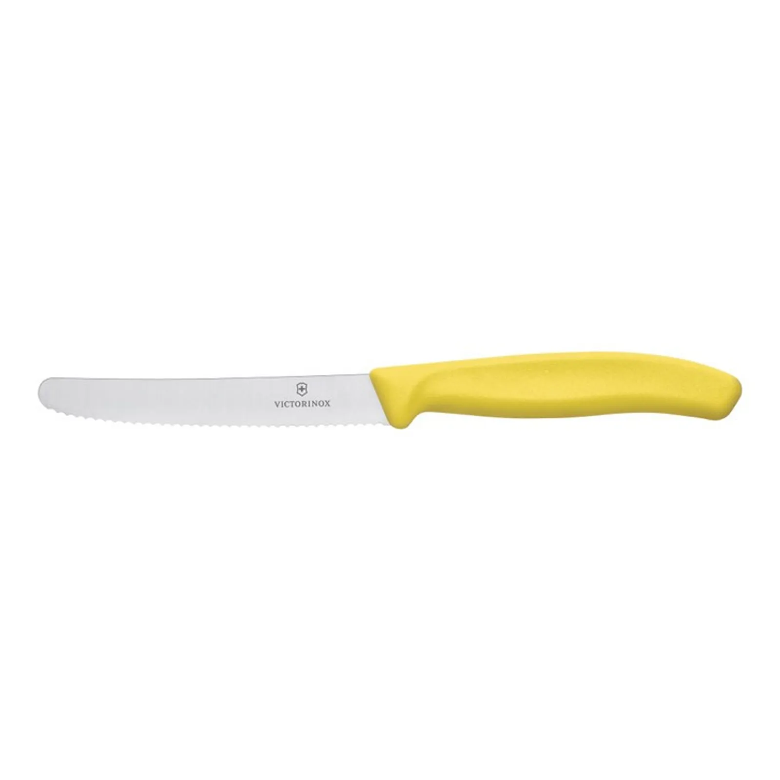Victorinox 6.7836.L118B - Steak & Tomato Knife, 11cm Round Tip, Wavy Edge, 2 pc Set Yellow
