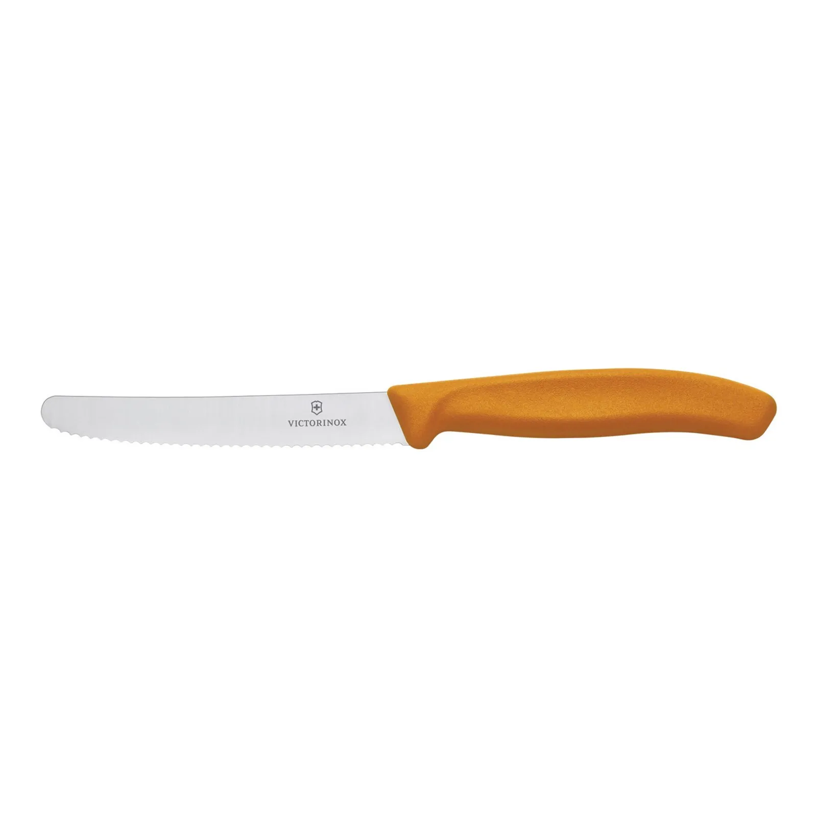 Victorinox 6.7836.L119B - Steak & Tomato Knife, 11cm Round Tip, Wavy Edge, 2 pc Set Orange