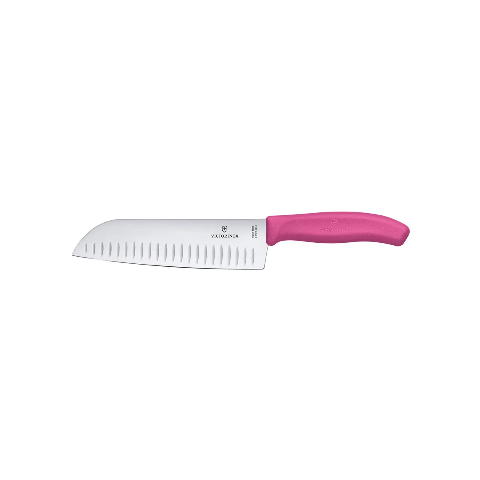 Victorinox 6.8526.17L5B - Santoku Knife, 17cm, Fluted Wide Blade, Classic, Pink, Blister