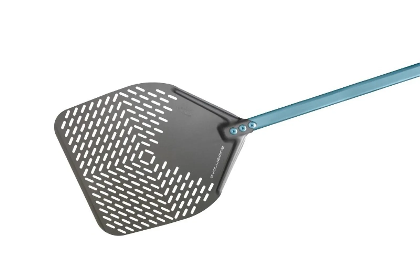 GI Metal E-32RF - Evoluzione 33cm Anodized Aluminum Perforated Pizza Peel with 150cm Handle
