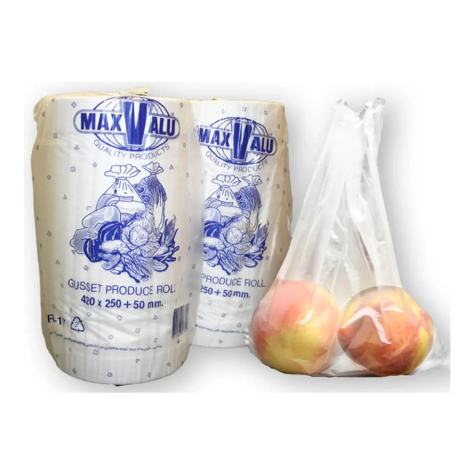 MaxValu PR18P - Natural Gusset Heavy Duty Produce Roll 450x250+100mm