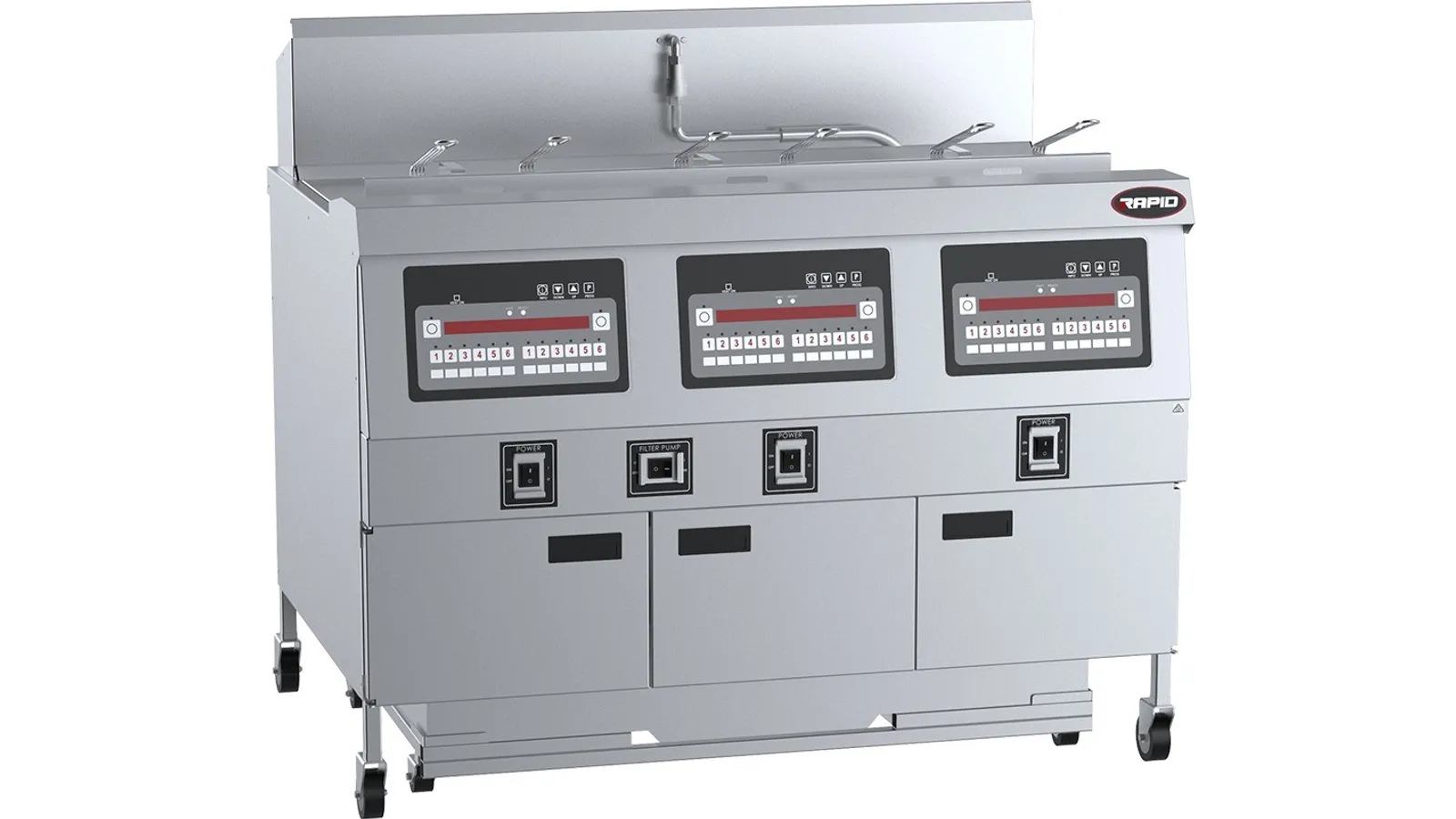 B+S Rapid RF-3E - Three Pan 6 Basket Rapid Electric Fryer