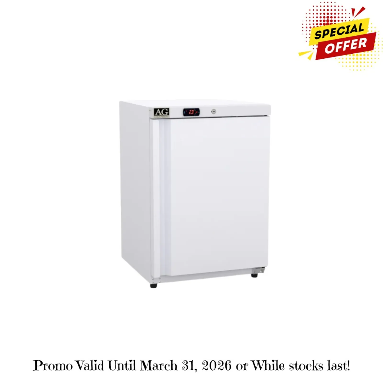 AG Equipment R200V - 200L Underbench Single Door Ventilated Light-Duty Fridge