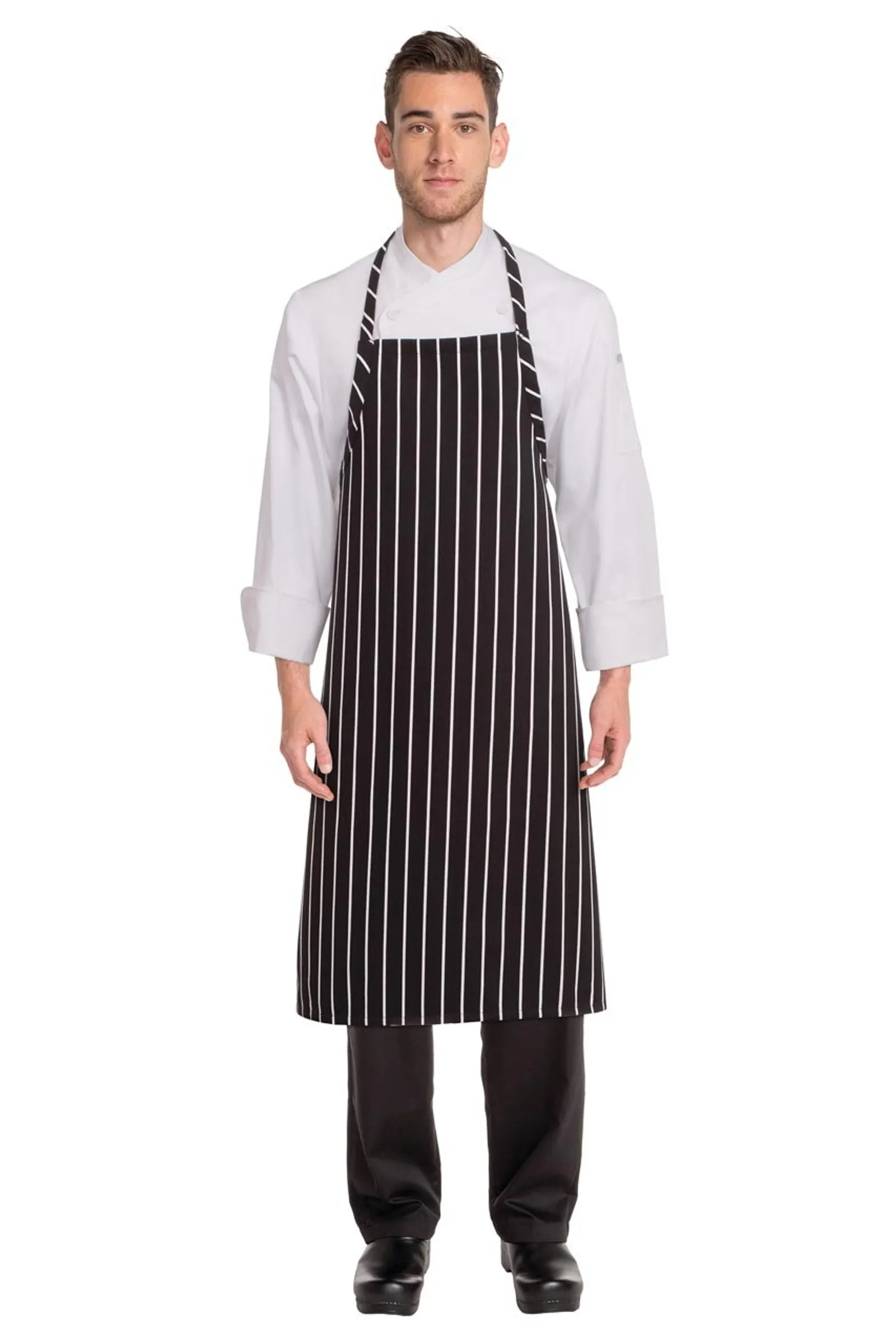 Chef Works A100-BCS Black Chalkstripe Adjustable Chefs Apron