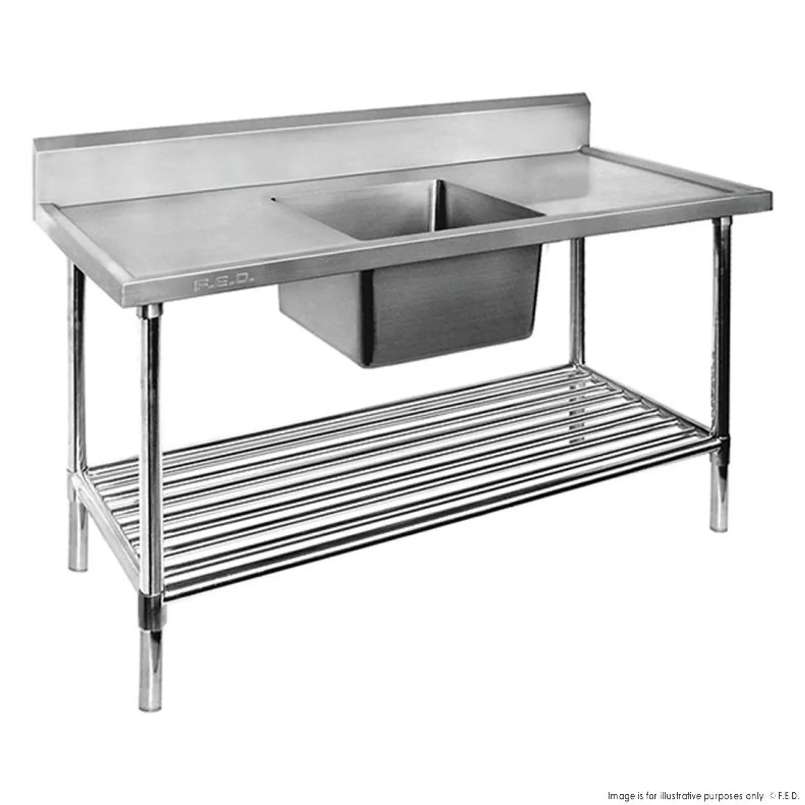 Modular Systems SSB6-1500C/A - Single Centre Sink Bench & Pot Undershelf