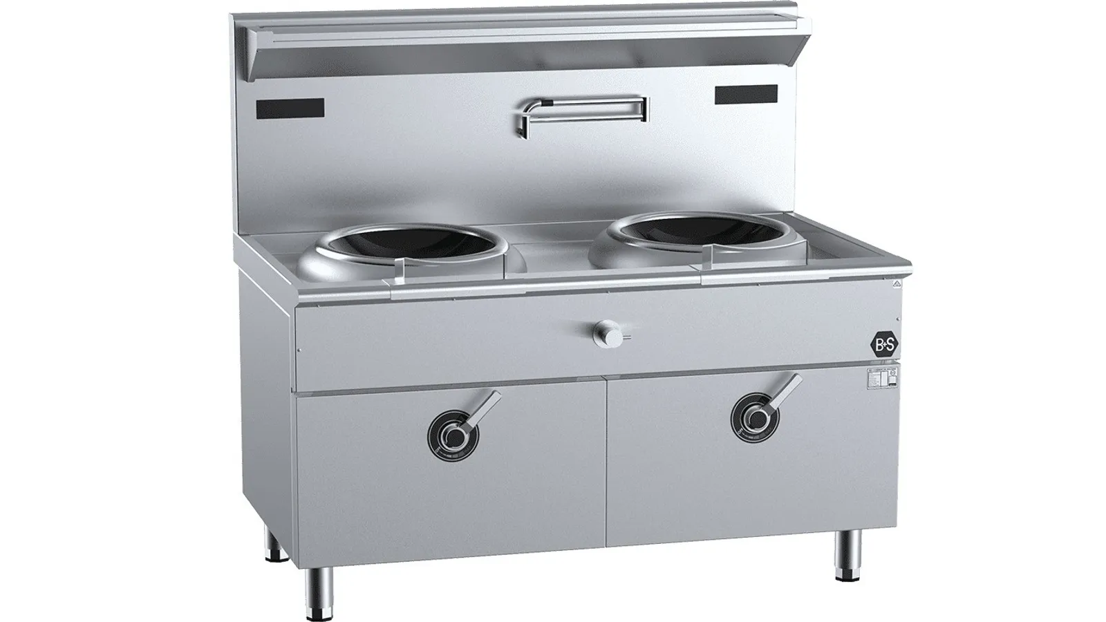 B+S Black IN-W2-12-HS - Two Hole Induction Wok 12kW High Splashback