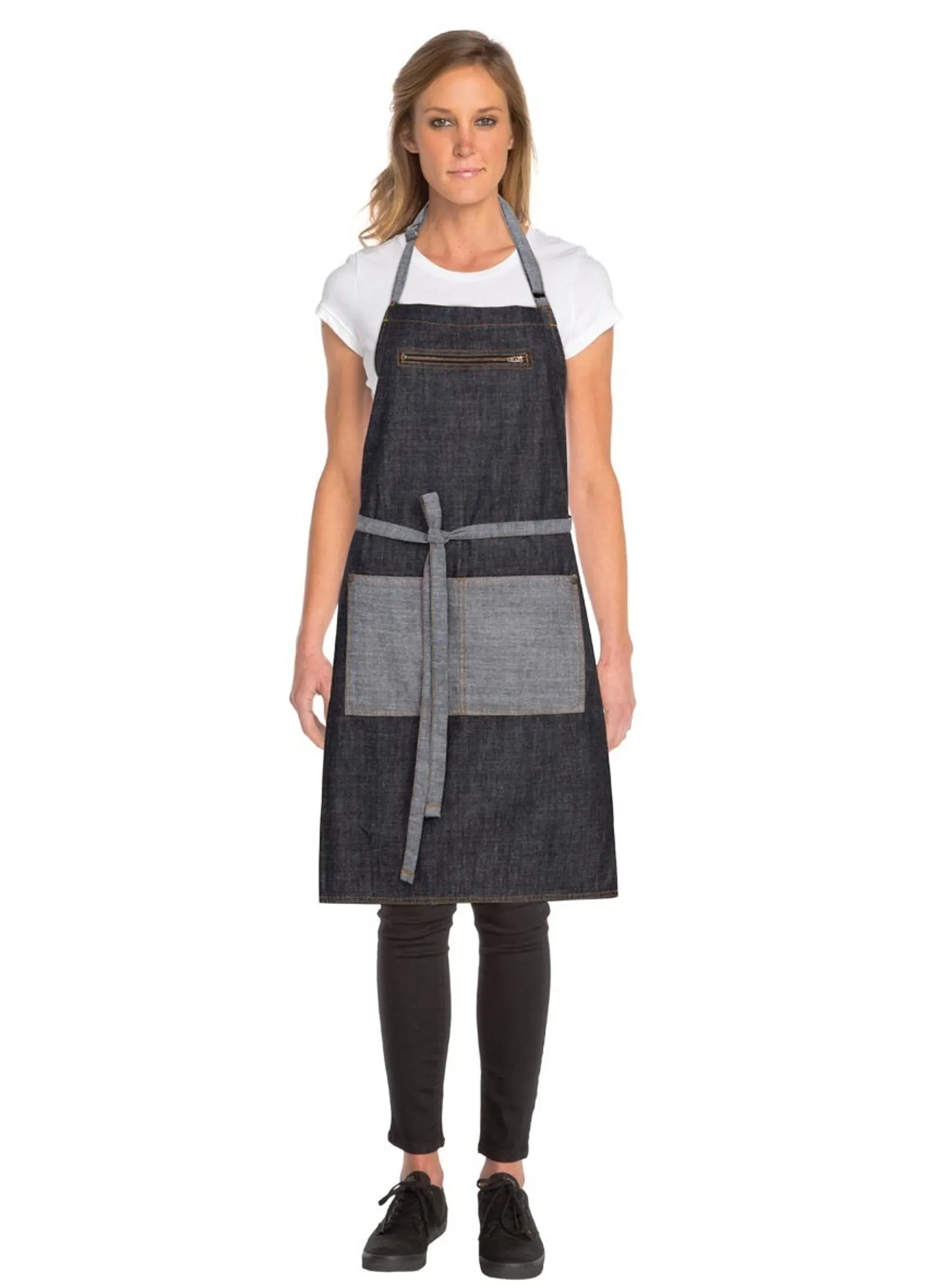 Chef Works AB034-BLK Manhattan Black Denim Bib Apron