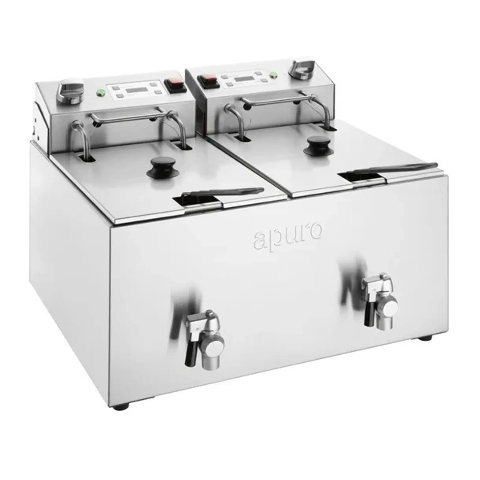 Apuro CU621-A - Twin Tank Electric Fryer with Timer - 2x8Ltr - 2x2.9kW