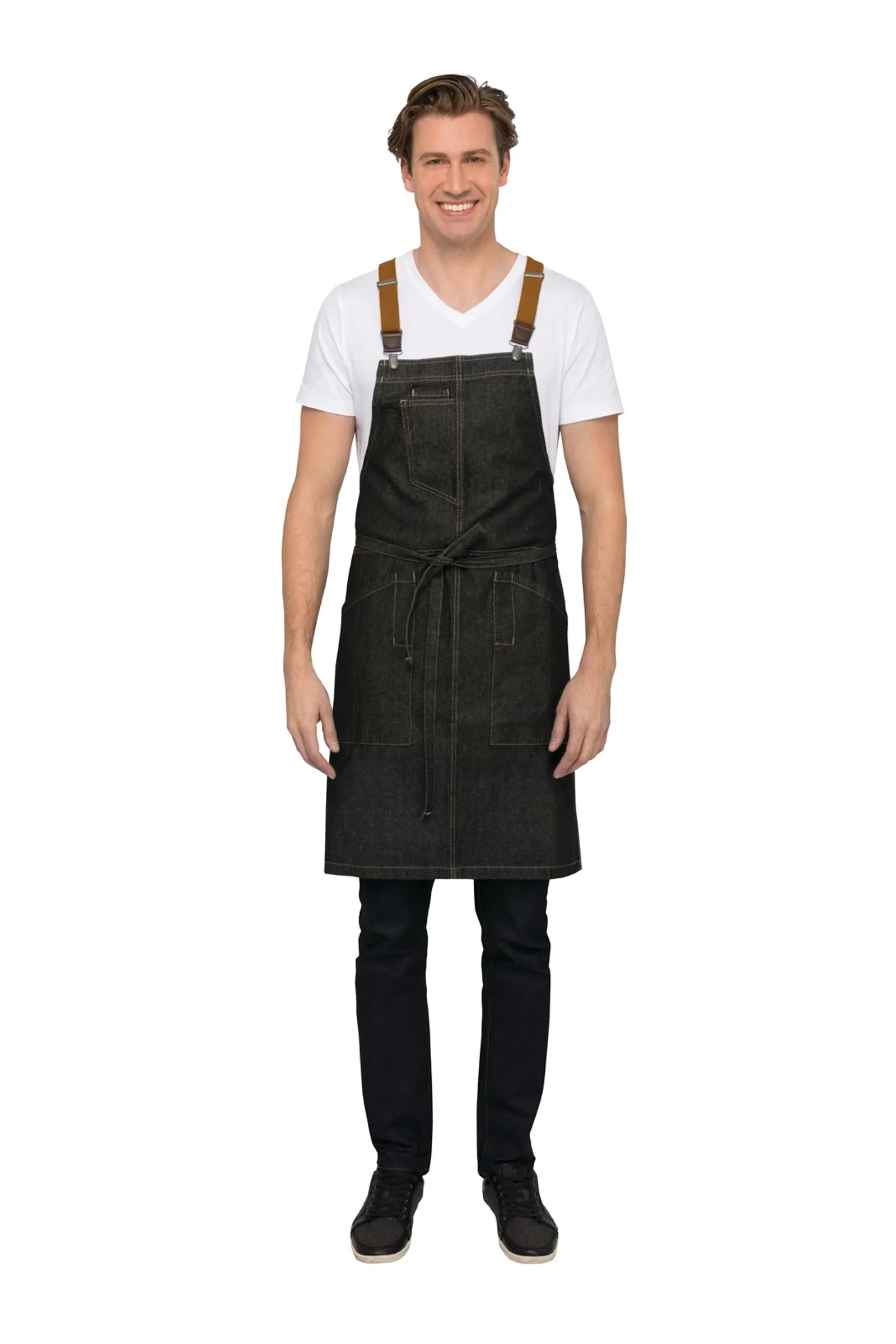 Chef Works ABS01-BLK Berkeley Black Bib Apron