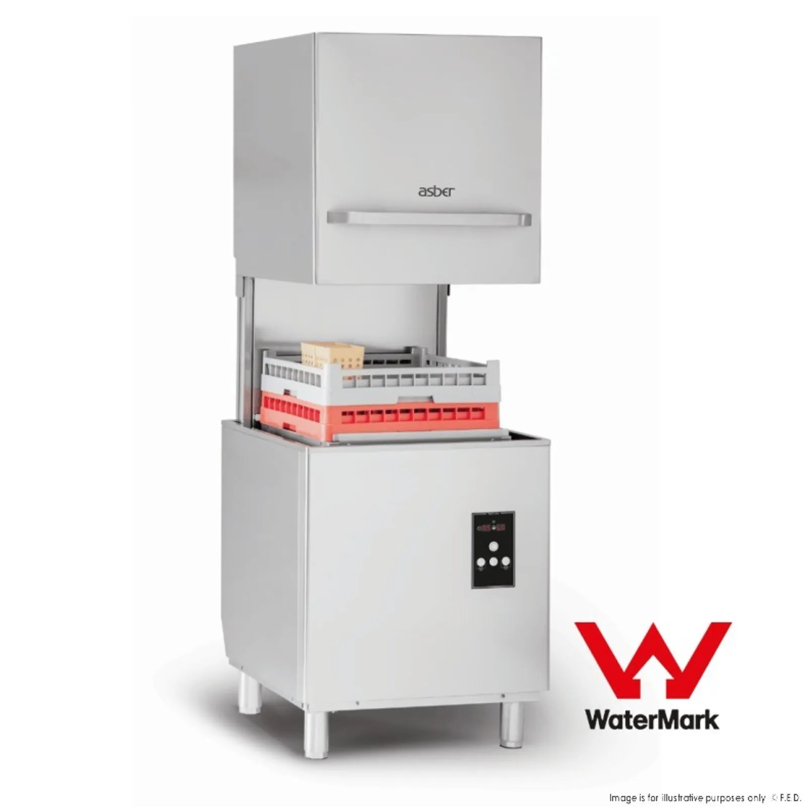 Asber GE-H500BDD - Tech Line Pass-through Hood Type Dishwasher with Drain Pump