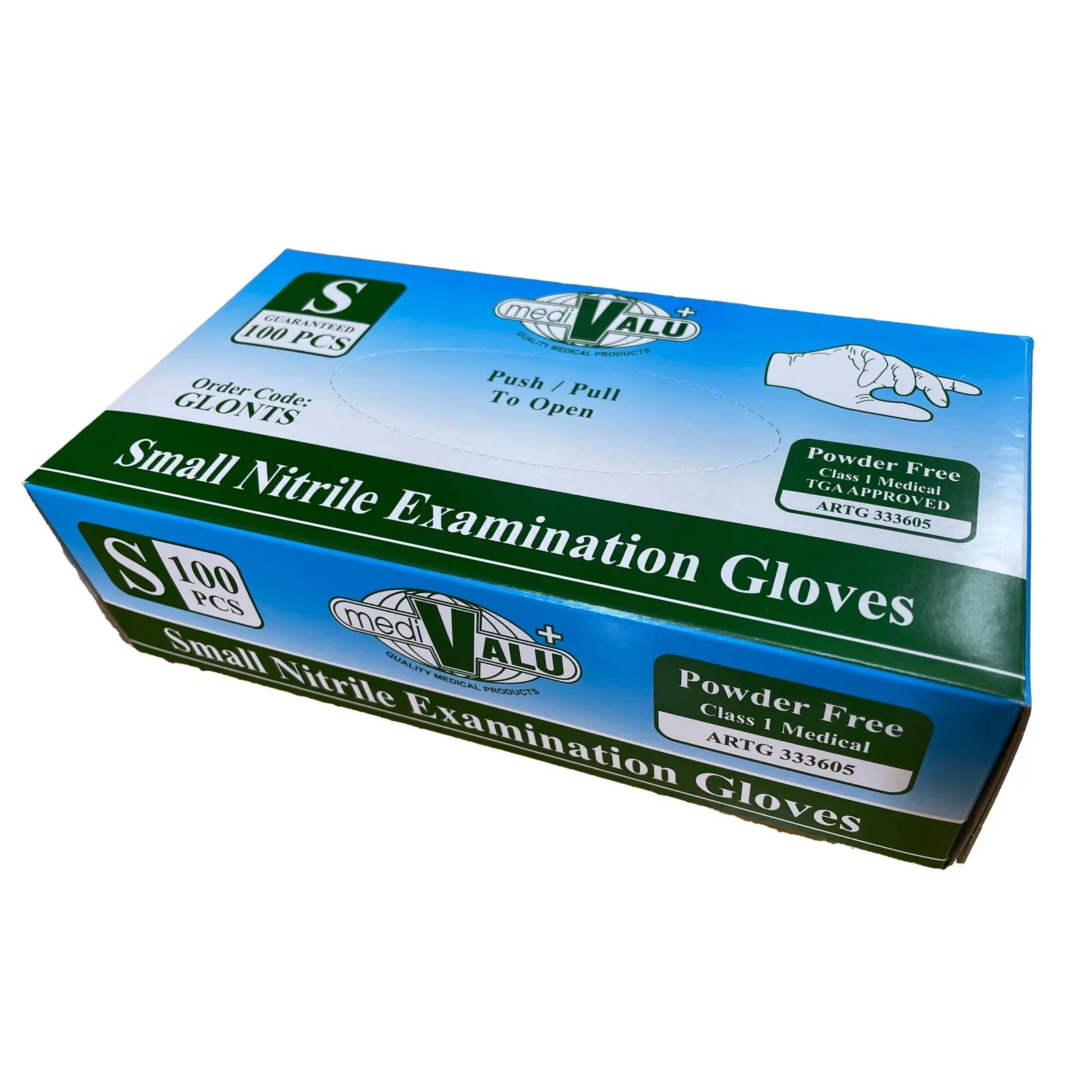 MaxValu GLONTS - TGA Approved Blue Nitrile Gloves - Small, Box of 100