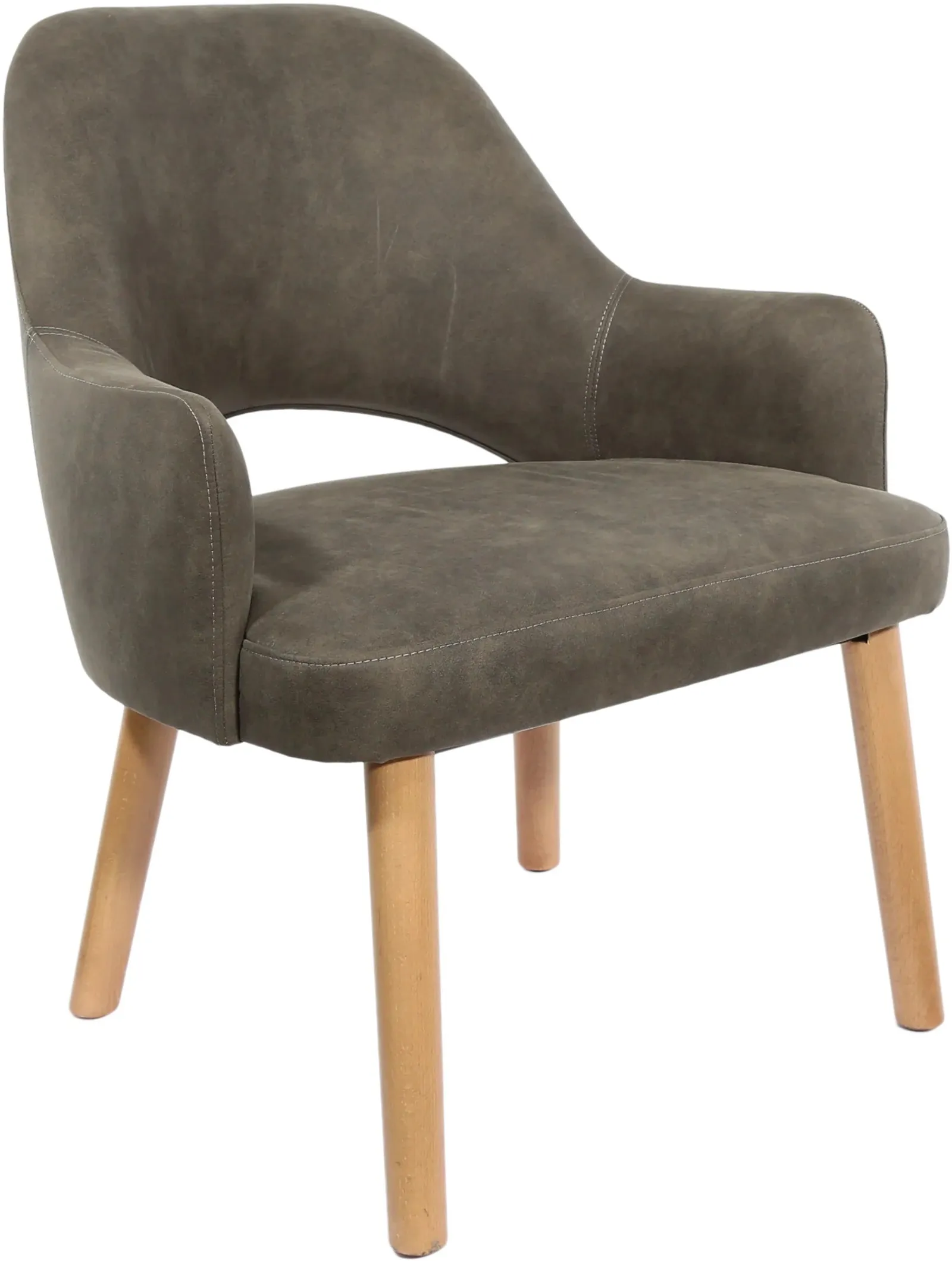 Durafurn BonBon Armchair - Trojan Oak Legs/Black Vinyl Shell