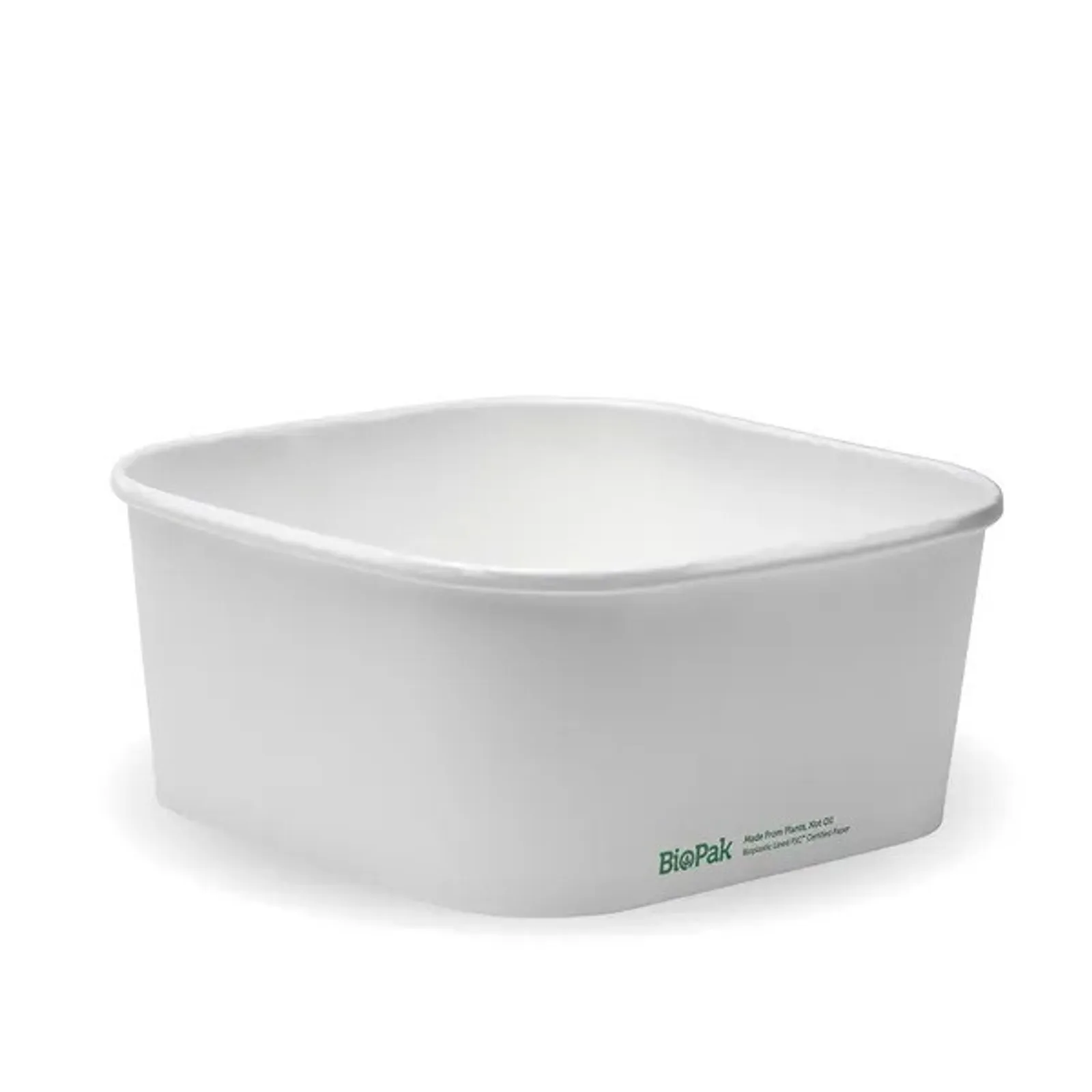 BioPak BB-SLB-1400-W - 1400ml White BioBoard Square Takeaway Base