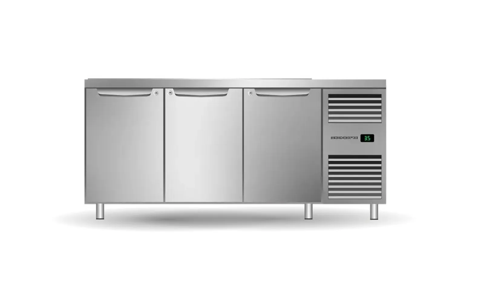 SKOPE PG13.PPS.3.SD.RH - 3 Solid Door Salad Preparation GN1/3 Right Hand Fridge